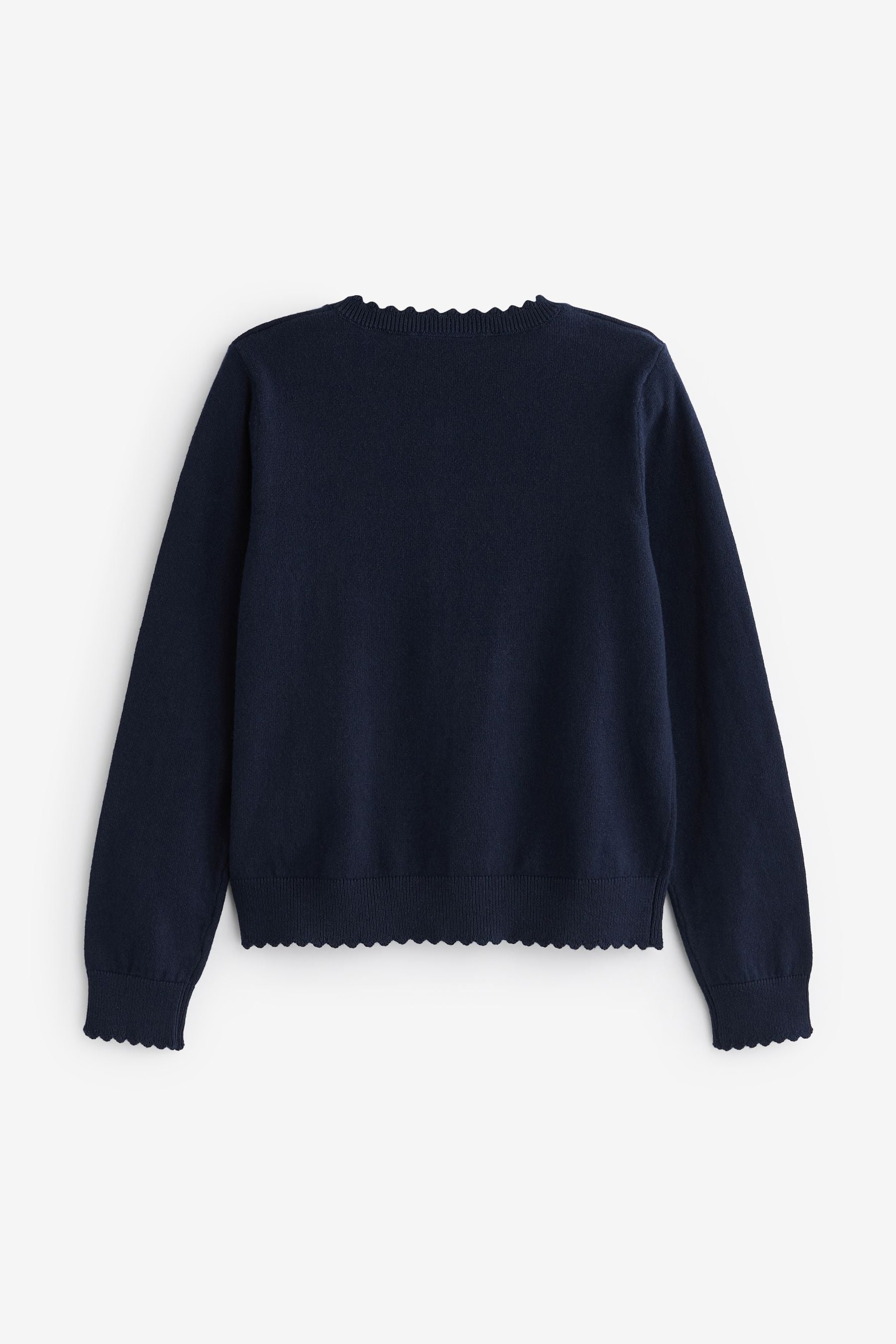 Navy Blue Cotton Rich Scalloped Edge School Cardigan (3-16yrs)