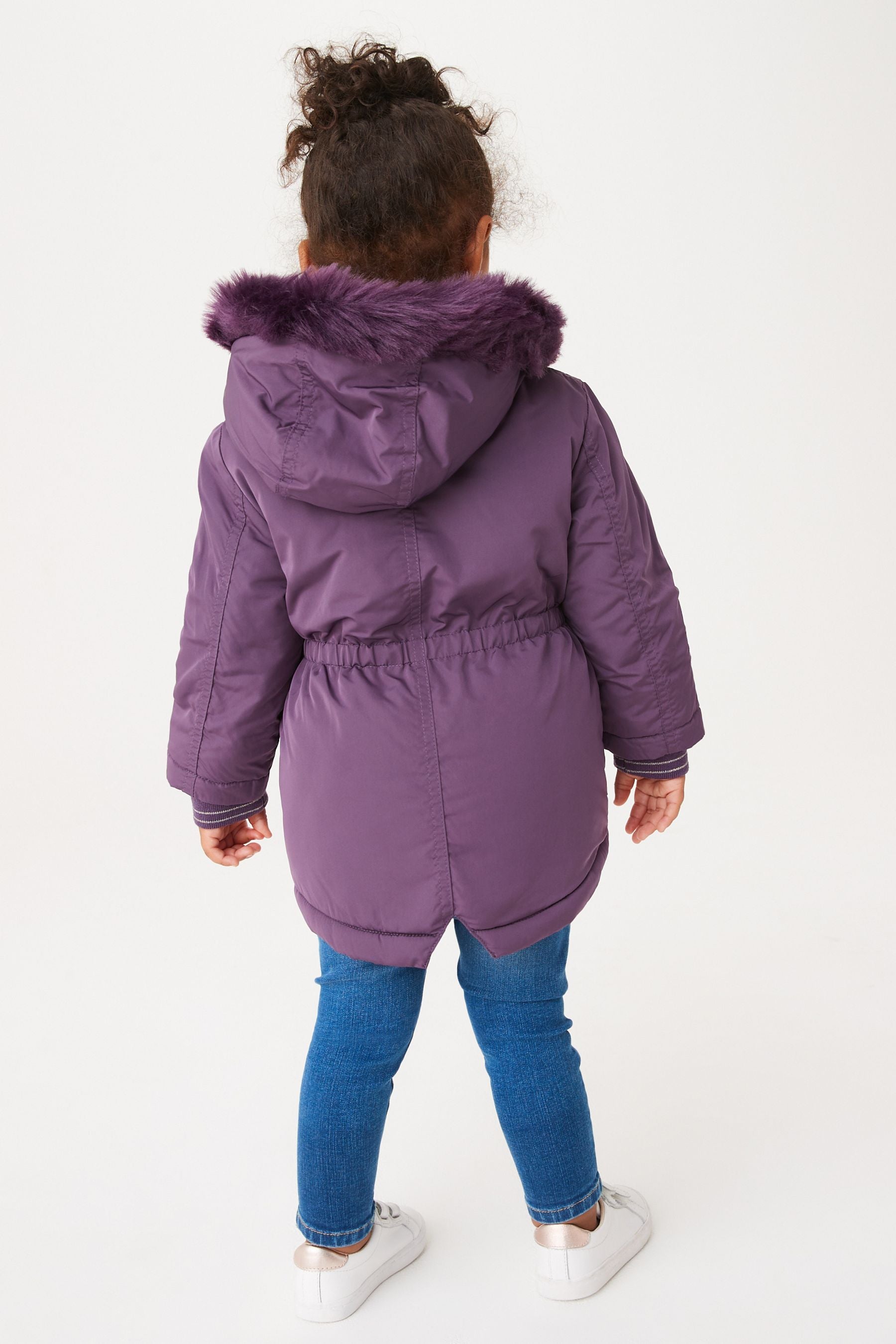 Purple Next Shower Resistant Faux Fur Trim Parka (3mths-7yrs)