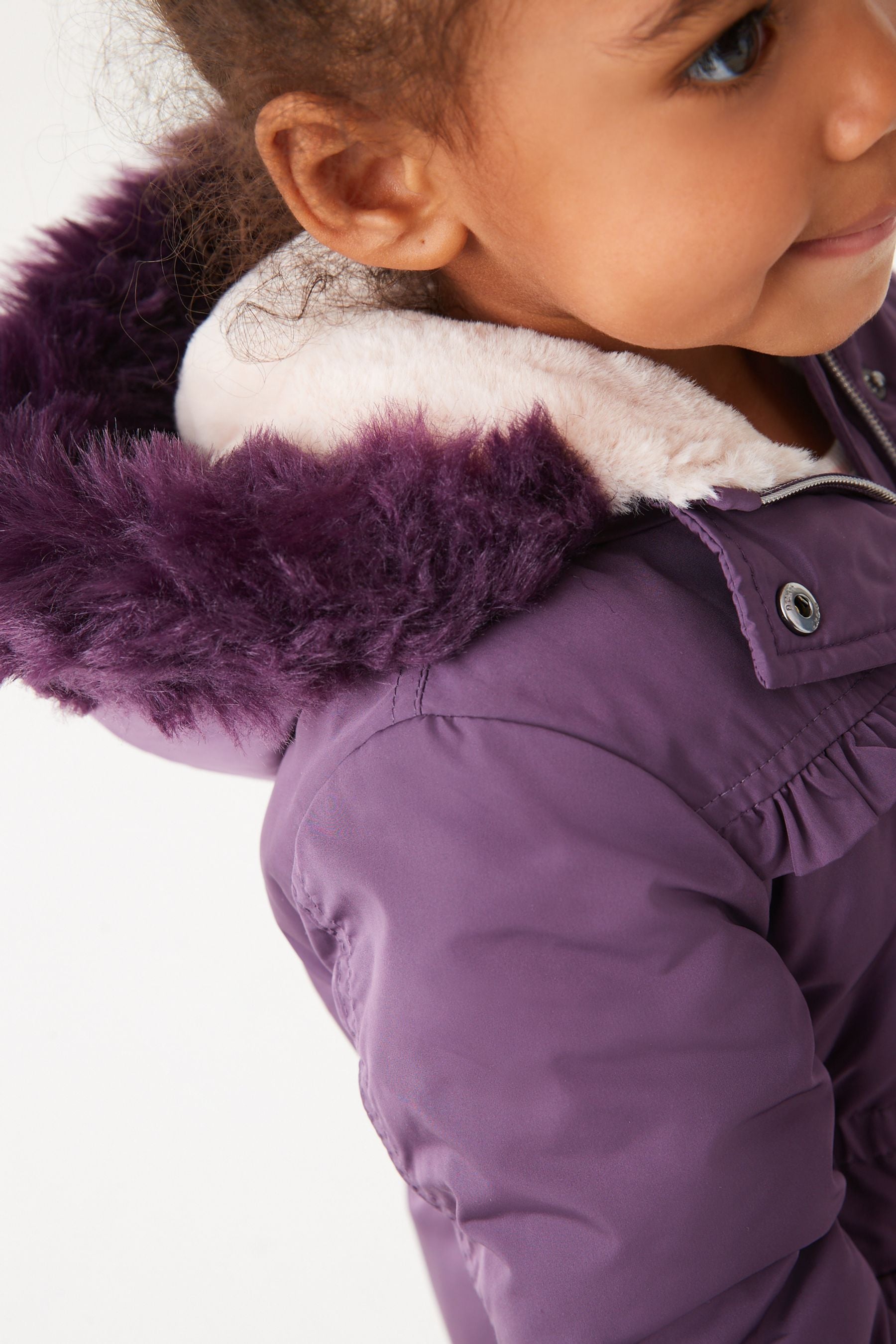 Purple Next Shower Resistant Faux Fur Trim Parka (3mths-7yrs)