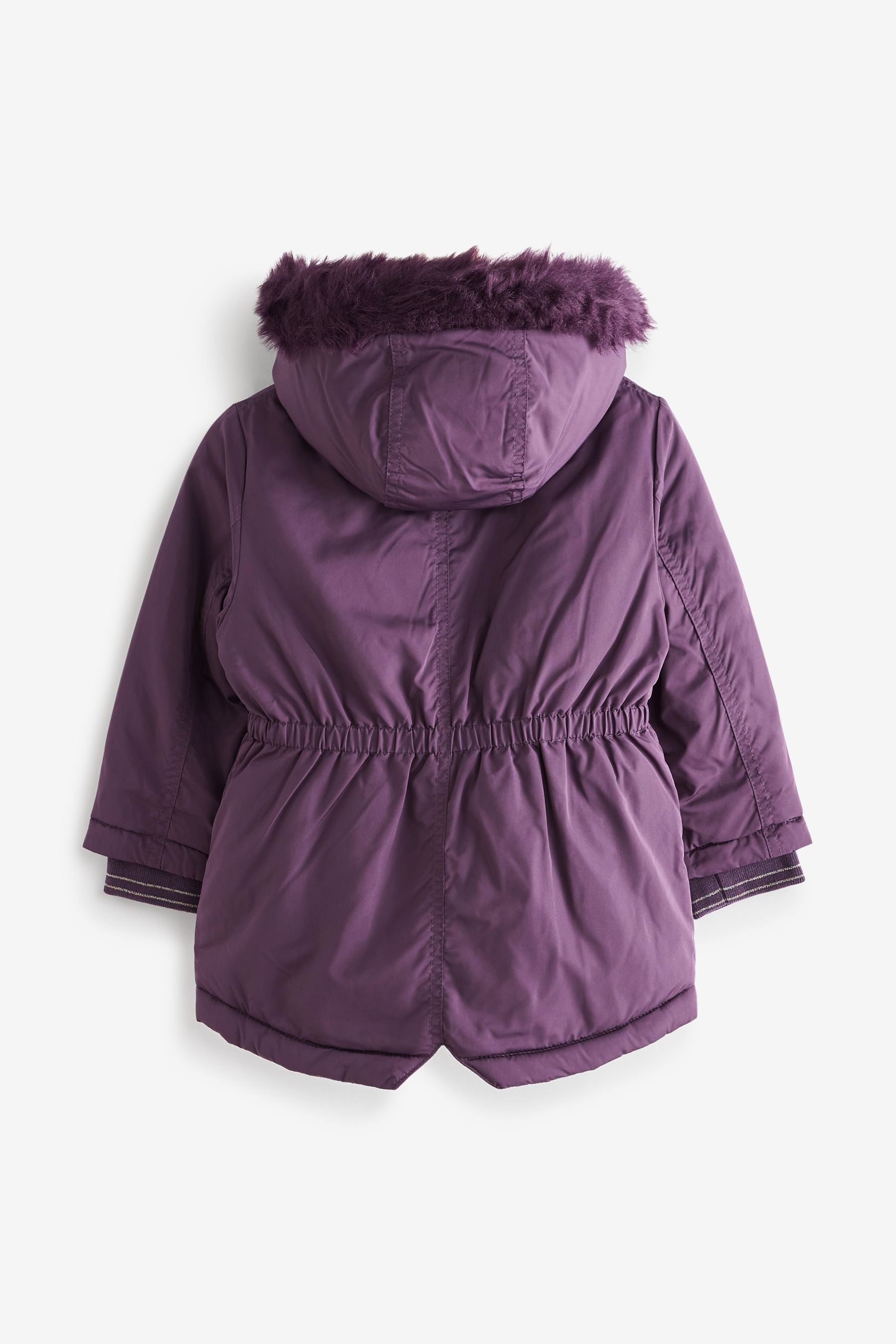 Purple Next Shower Resistant Faux Fur Trim Parka (3mths-7yrs)