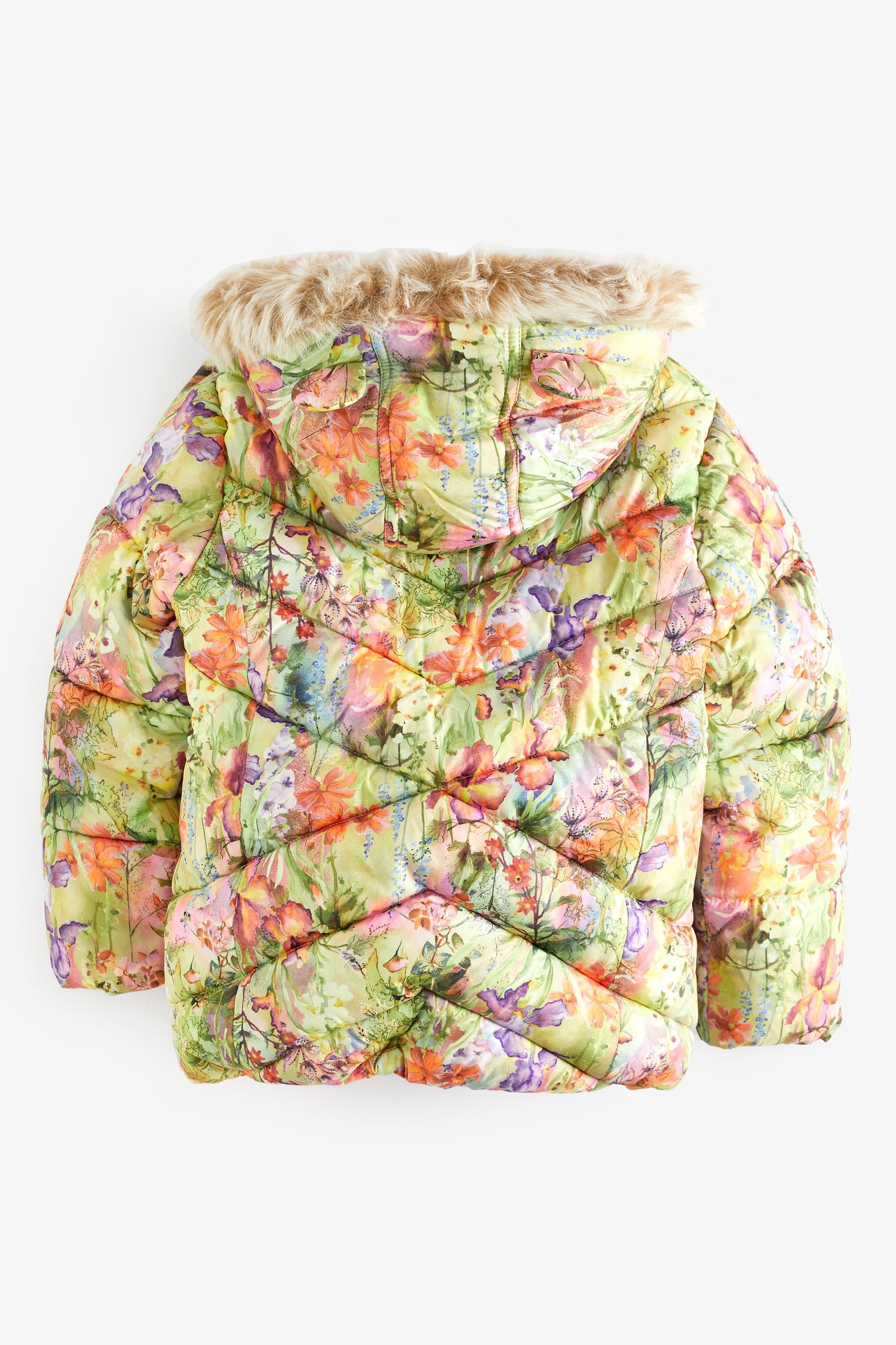 Green Floral Printed Shower Resistant Padded Coat (3mths-7yrs)