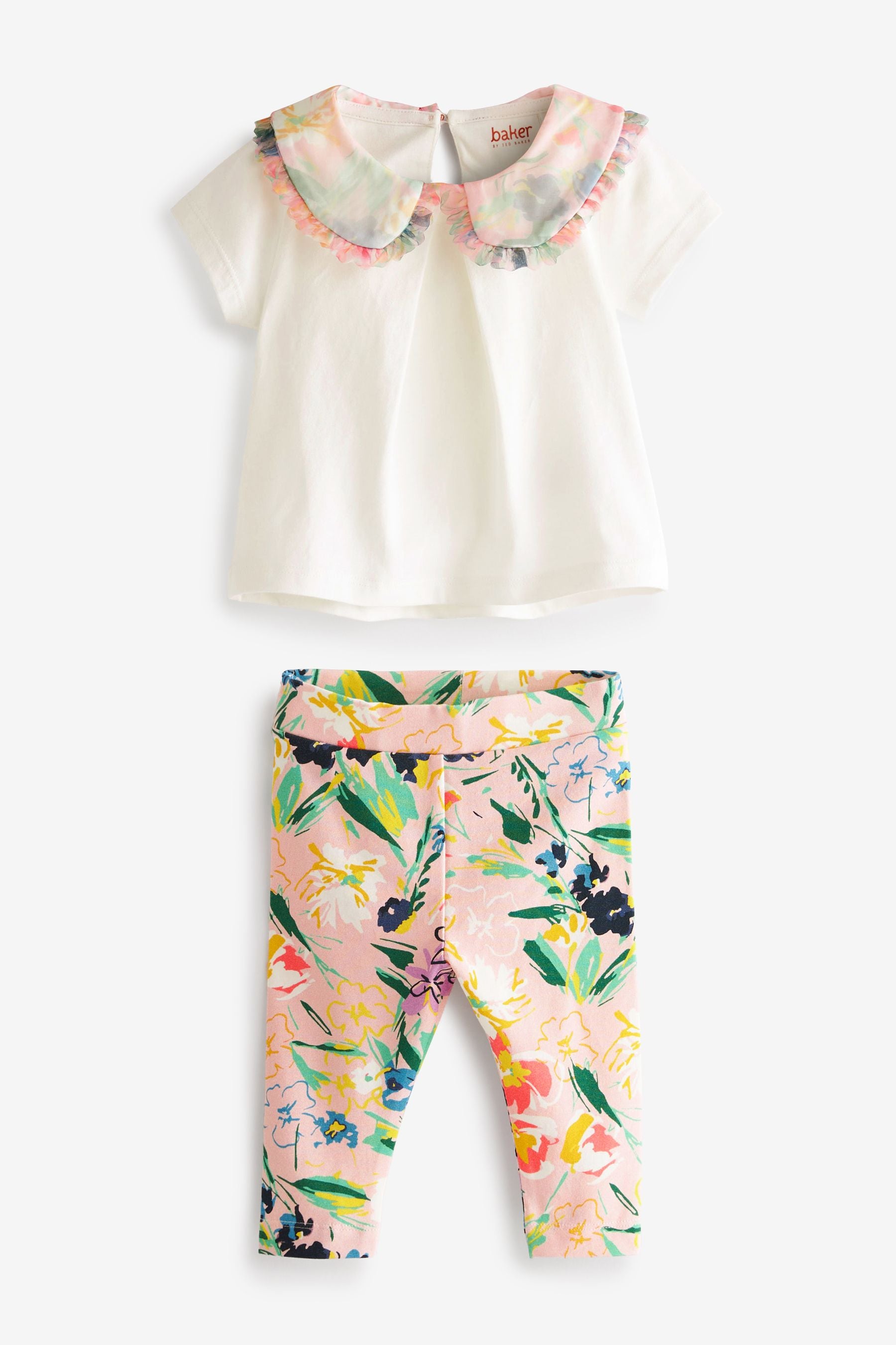 White Baker by Ted Baker White Collared T-Shirt And Leggings Set