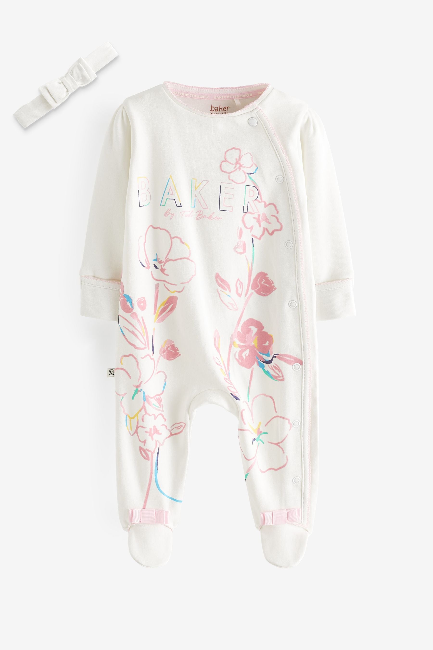 Baker by Ted Baker White Placement Sleepsuit And Headband Set