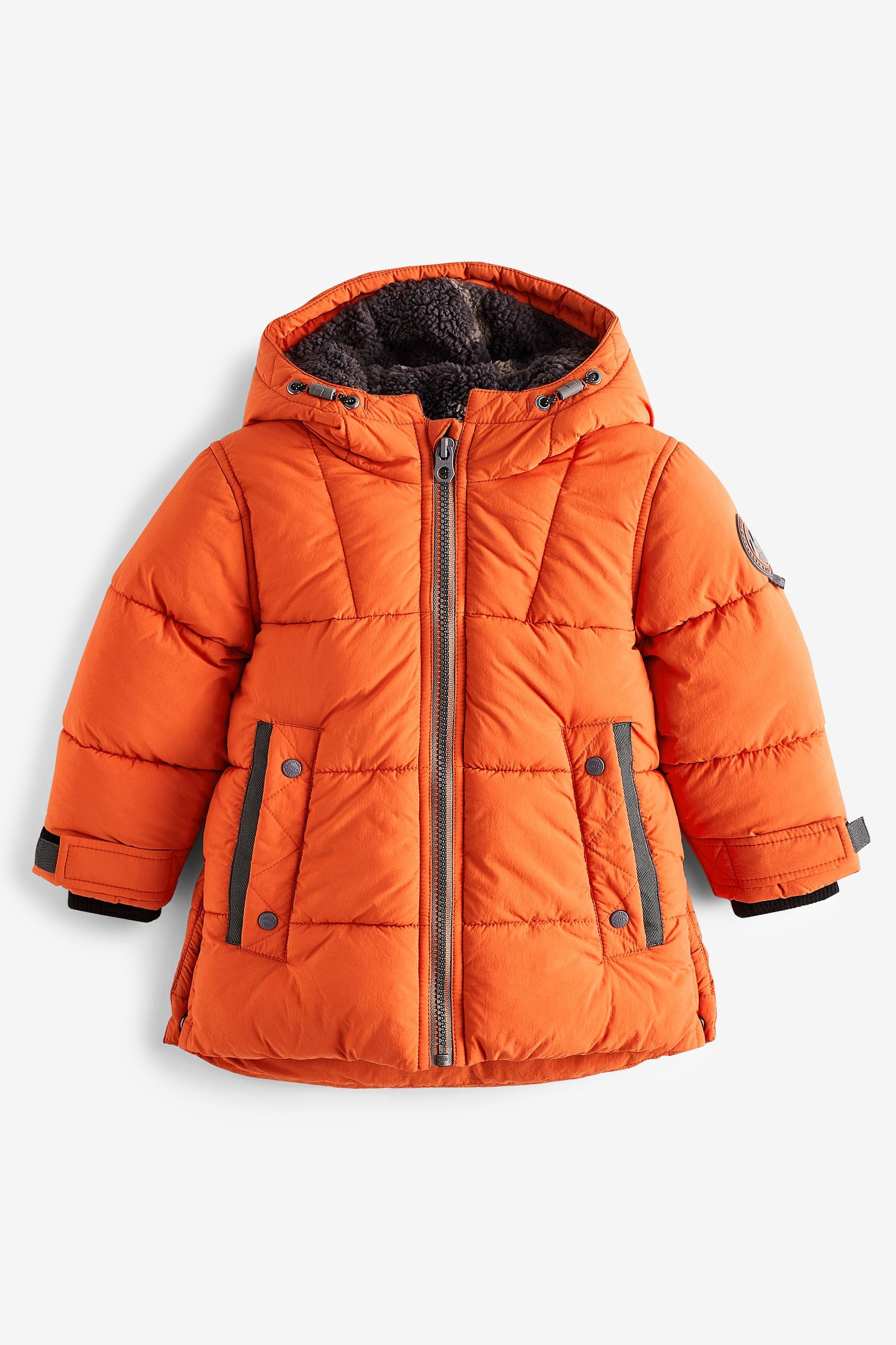 Orange Longline Padded Coat (3mths-7yrs)