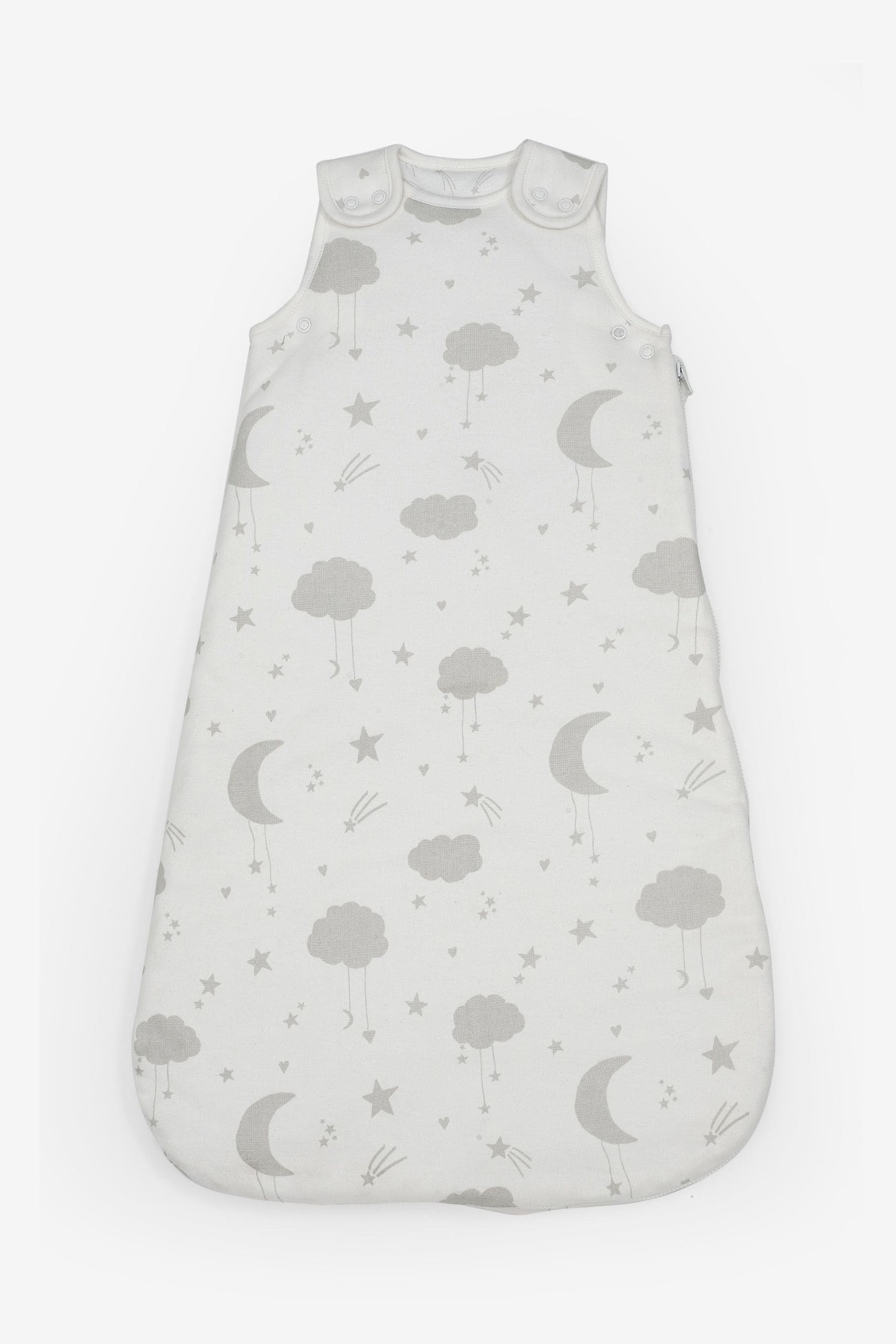 Grey Moon & Stars Baby 100% Cotton 1 Tog Sleep Bag