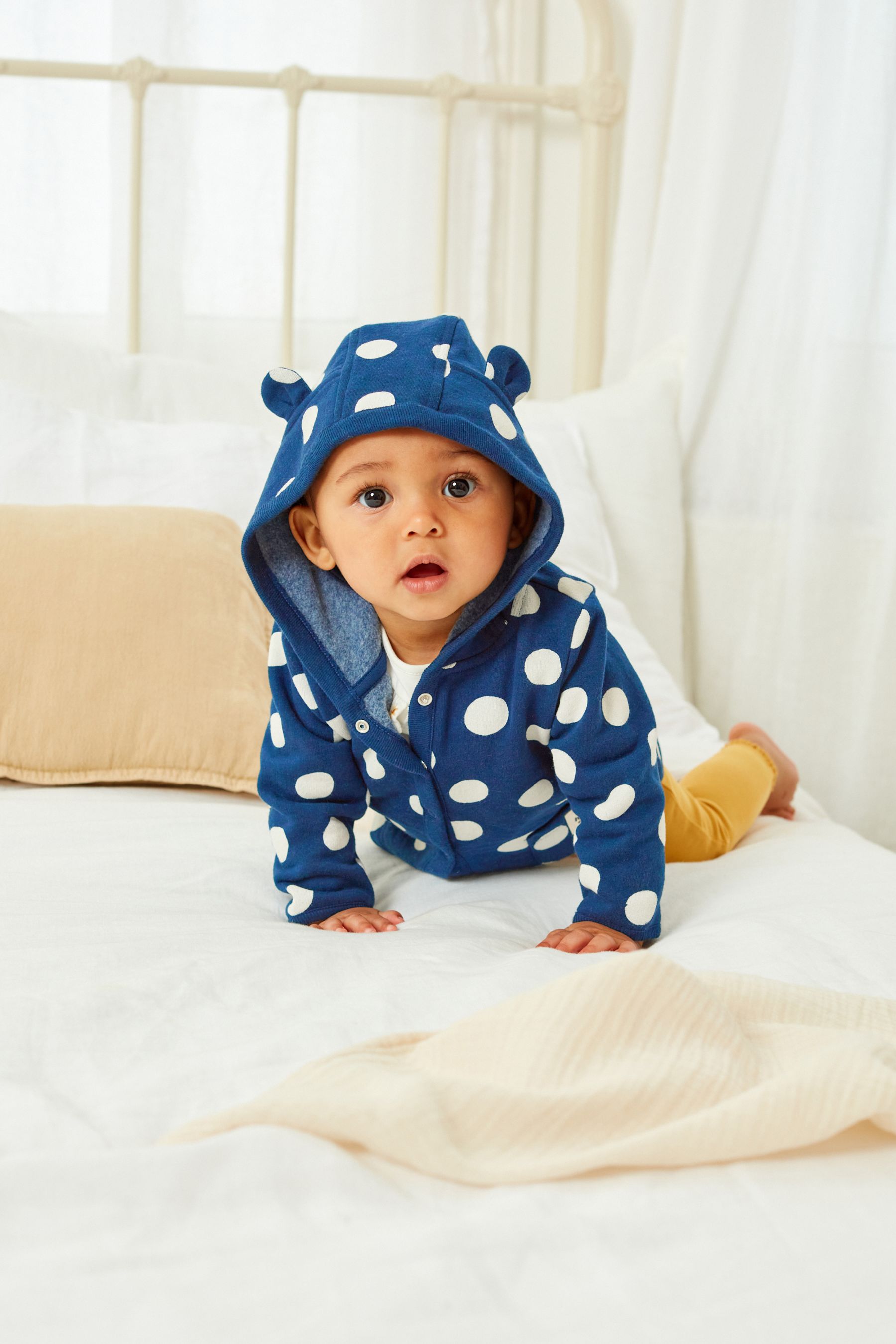 Navy Blue Spot Lightweight Jersey Baby Jacket (0mths-2yrs)