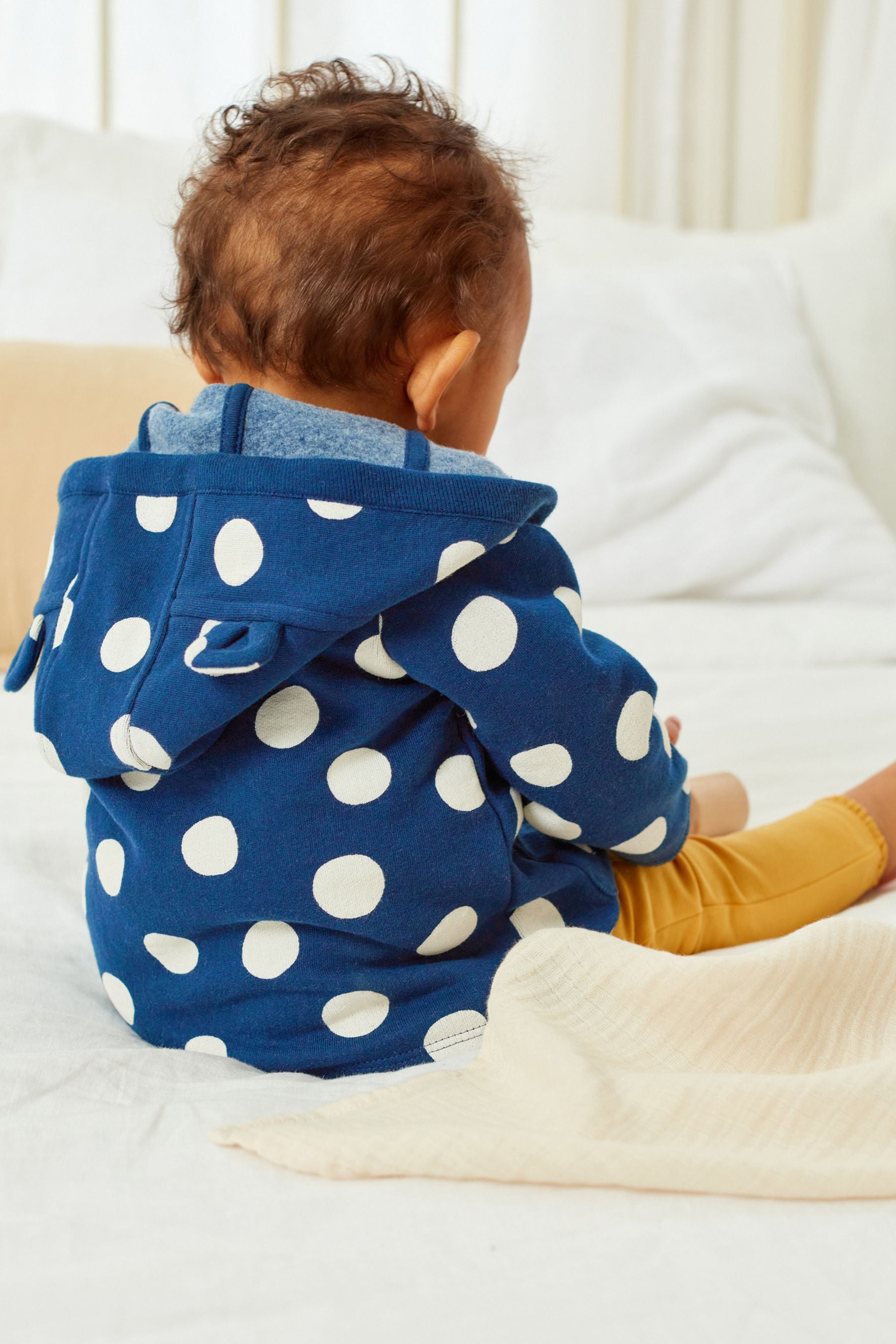 Navy Blue Spot Lightweight Jersey Baby Jacket (0mths-2yrs)