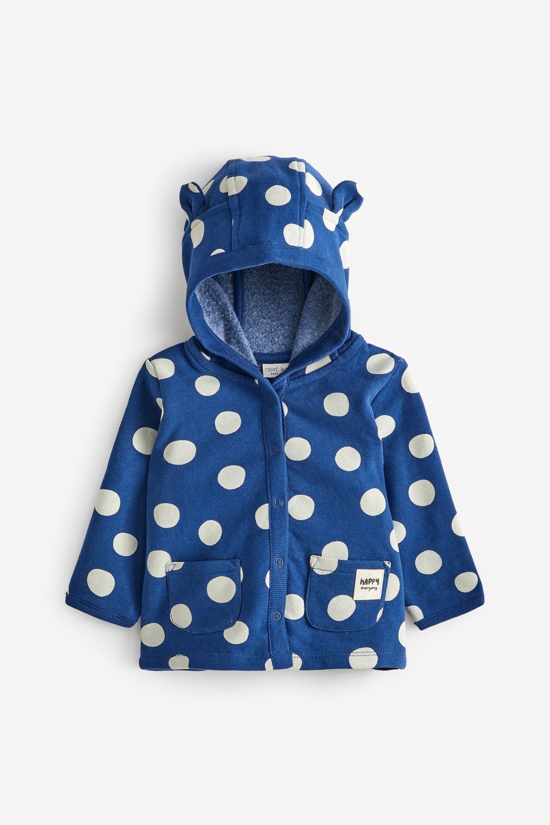 Navy Blue Spot Lightweight Jersey Baby Jacket (0mths-2yrs)