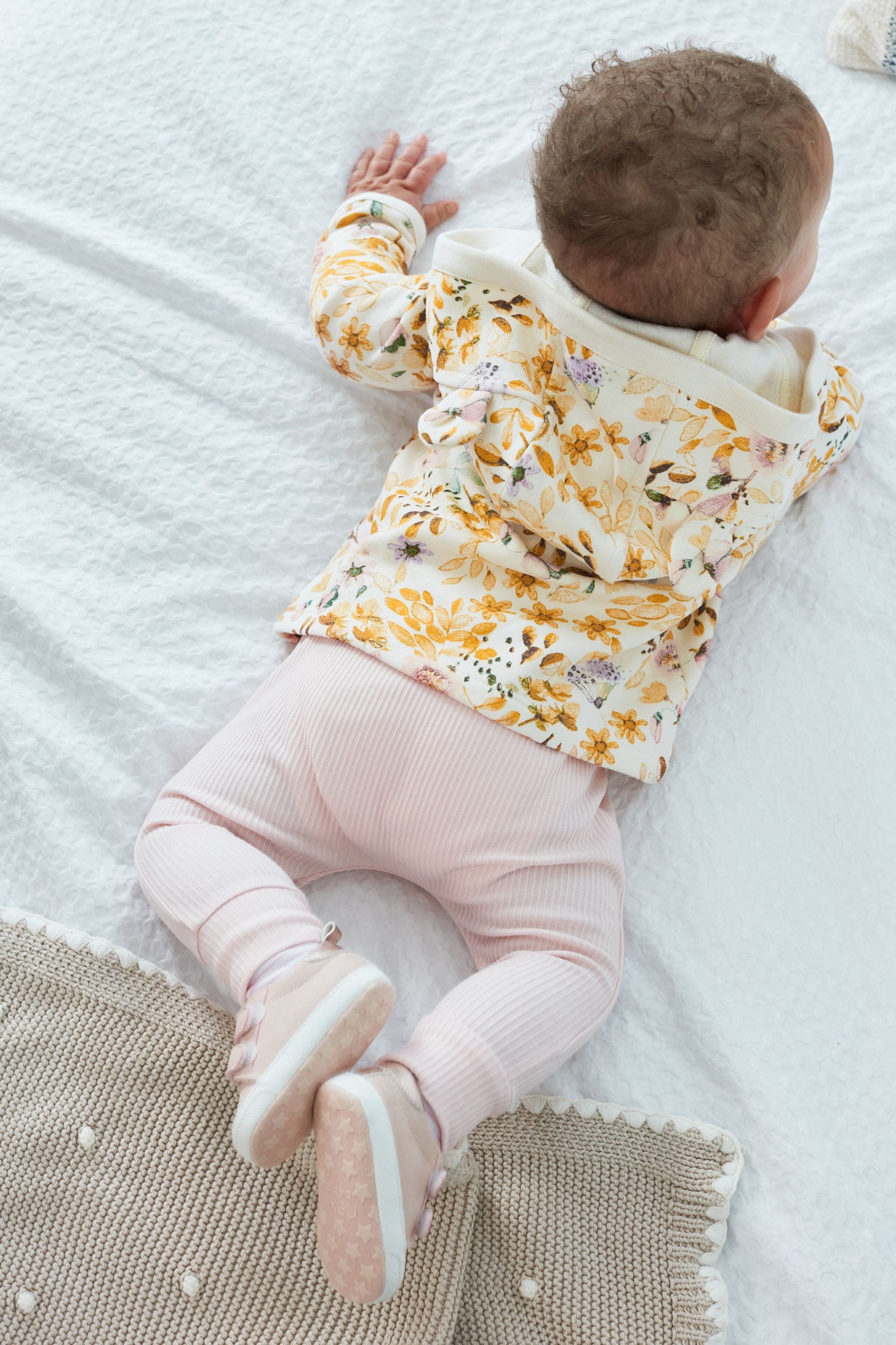 Ochre Floral Lightweight Jersey Baby Jacket (0mths-2yrs)