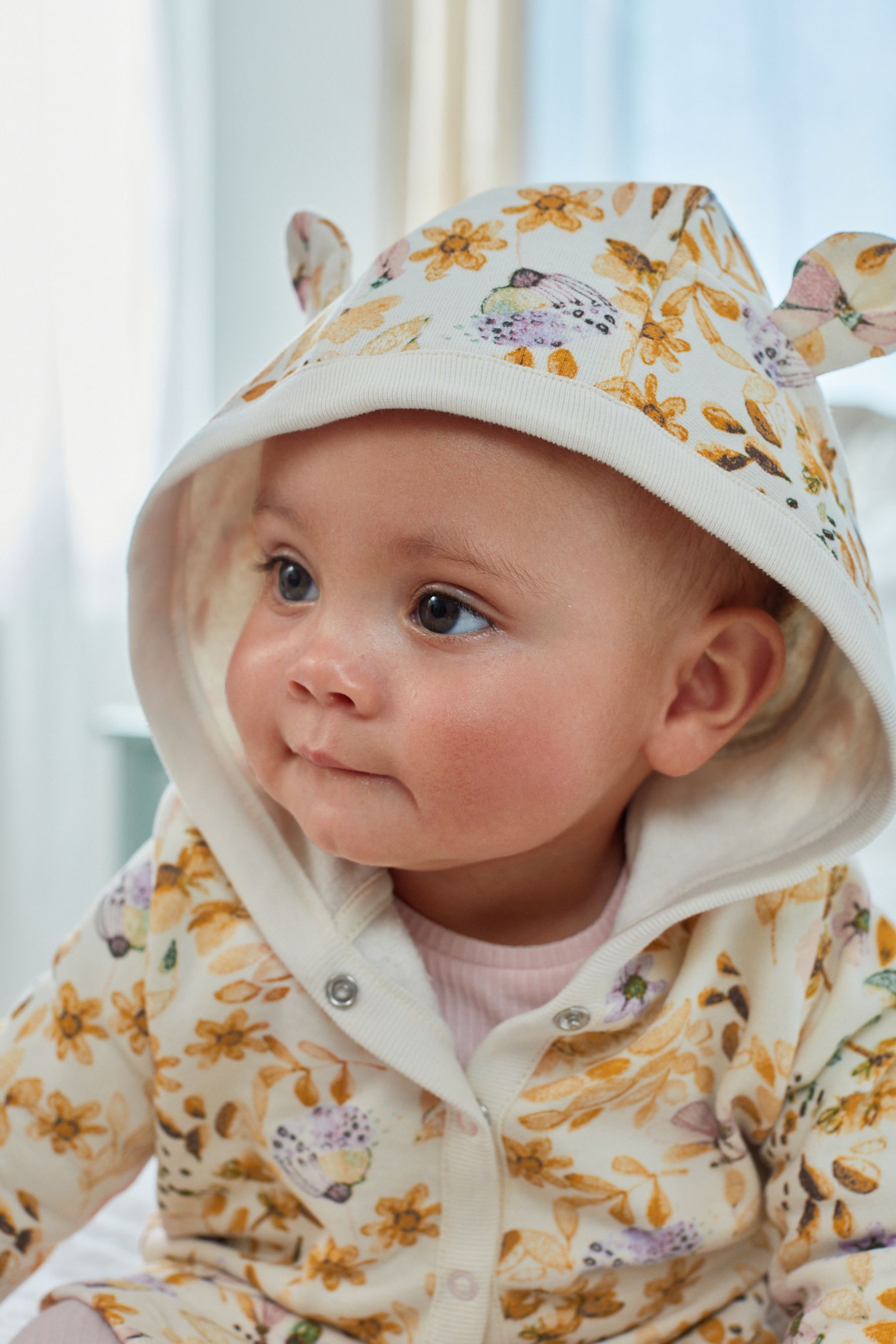 Ochre Floral Lightweight Jersey Baby Jacket (0mths-2yrs)