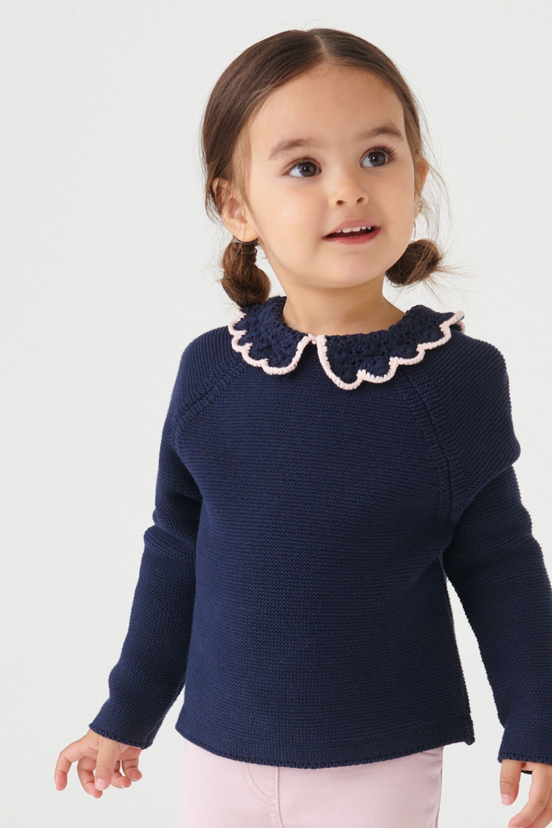 Navy Blue Collar Jumper (3mths-7yrs)