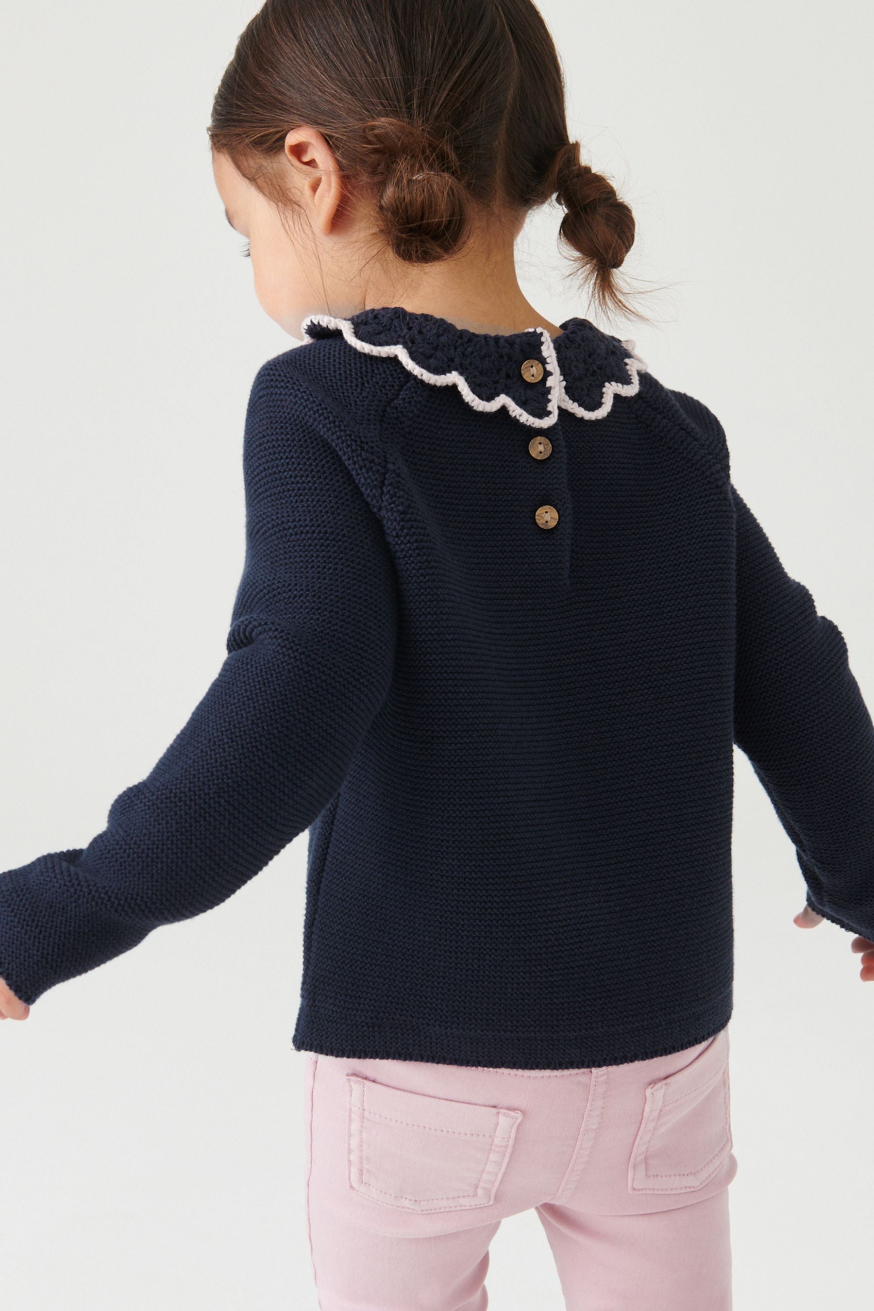 Navy Blue Collar Jumper (3mths-7yrs)