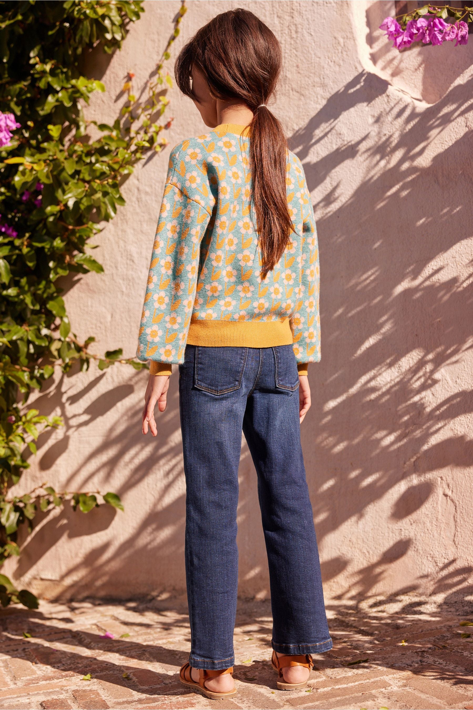 Ochre Yellow/Cream Floral Jumper (3-16yrs)