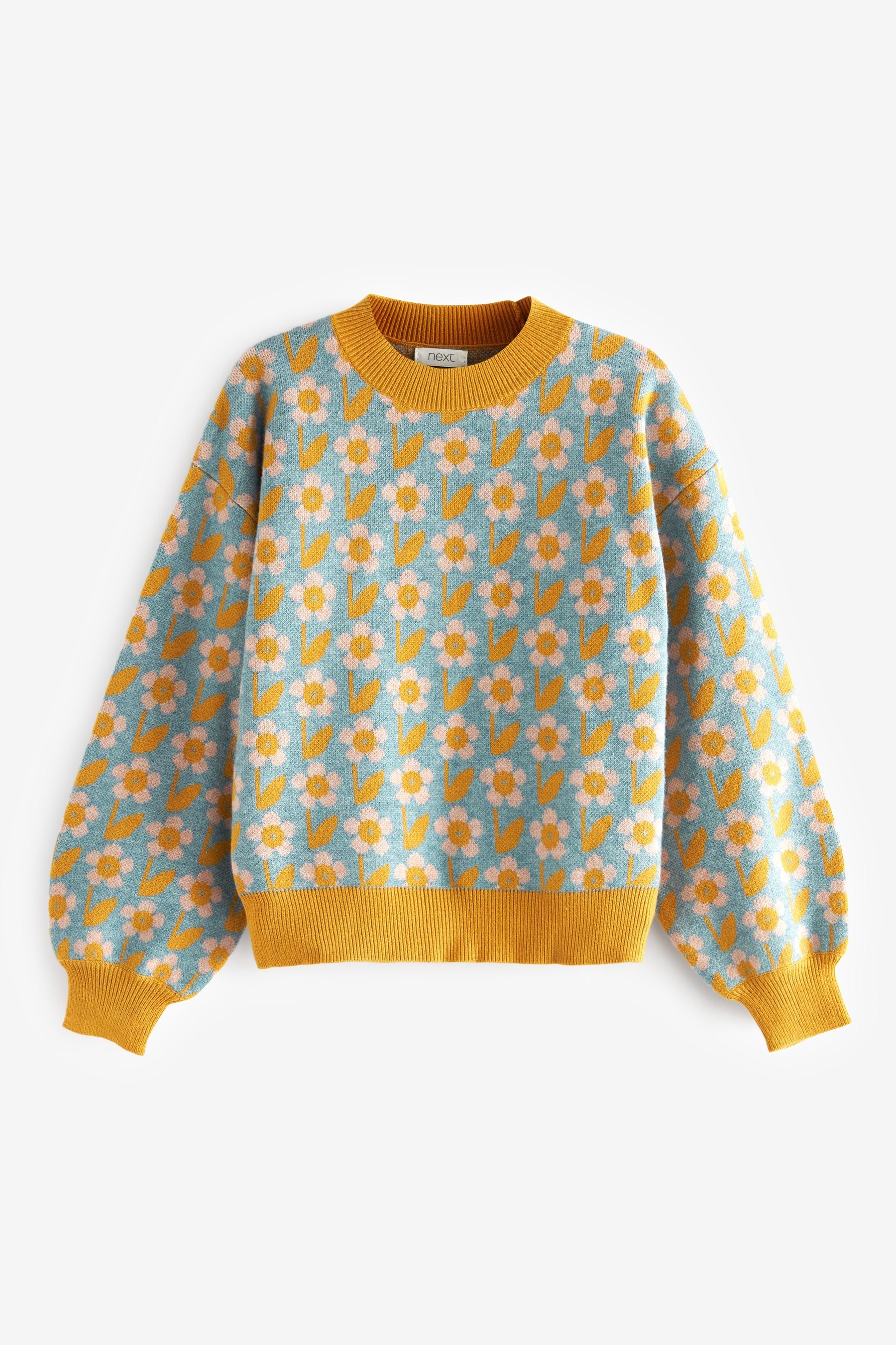 Ochre Yellow/Cream Floral Jumper (3-16yrs)