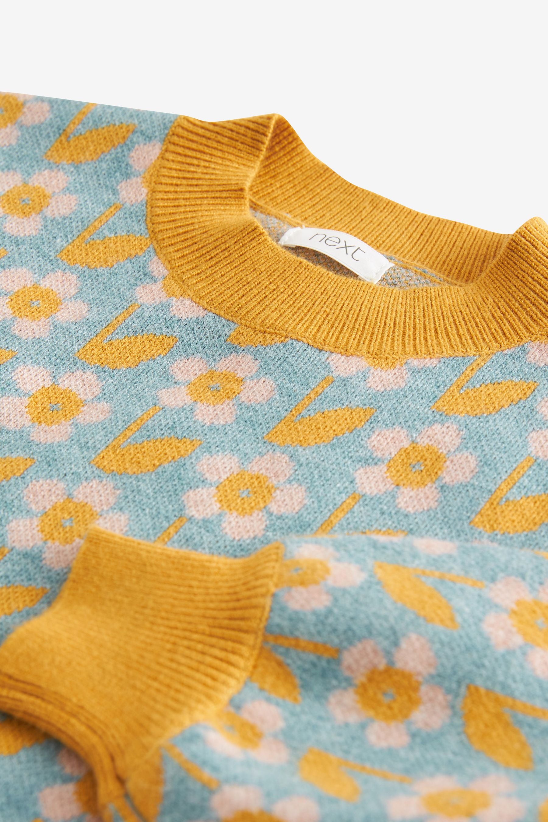 Ochre Yellow/Cream Floral Jumper (3-16yrs)