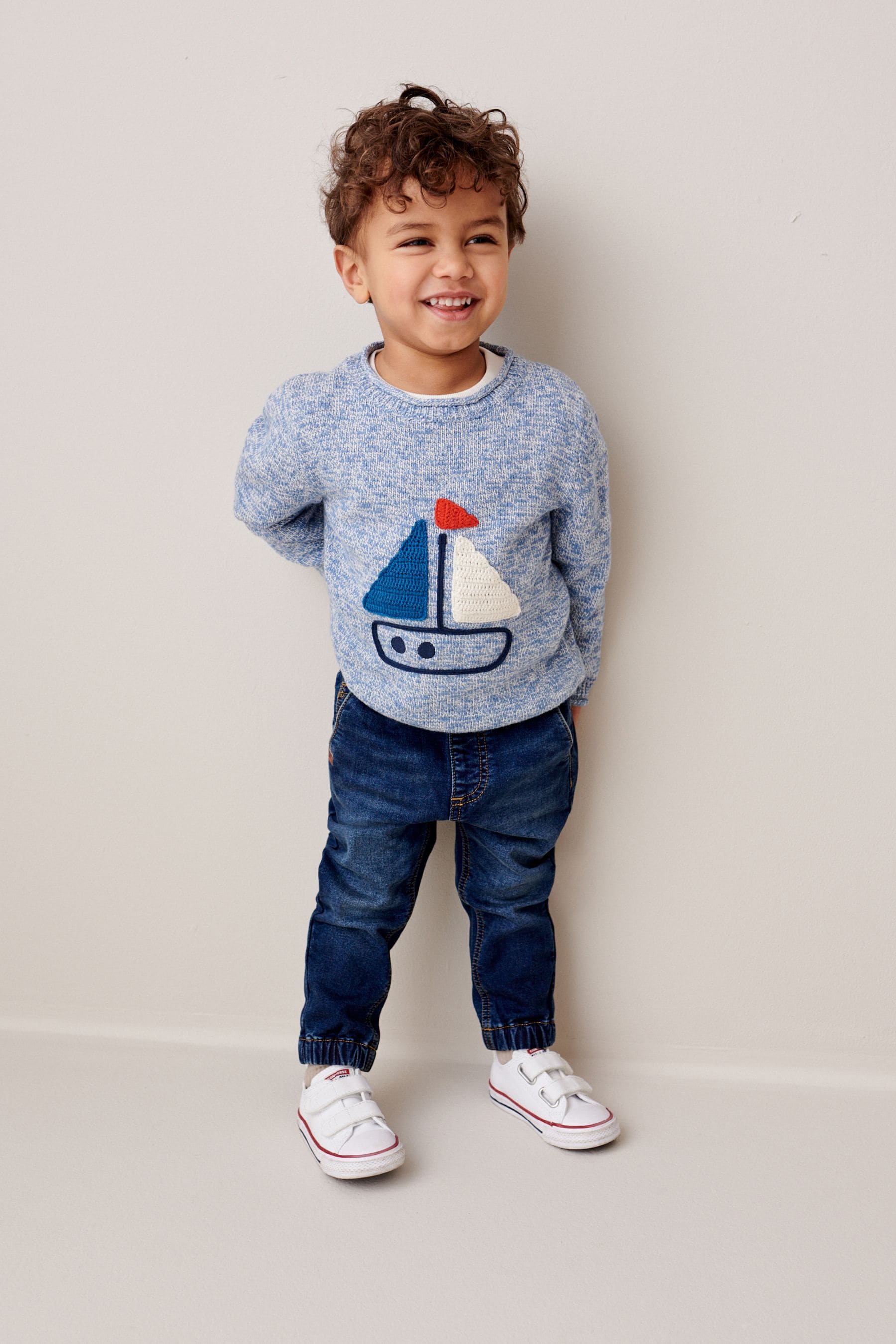 Blue Character Boat Knit Crew Jumper (3mths-7yrs)