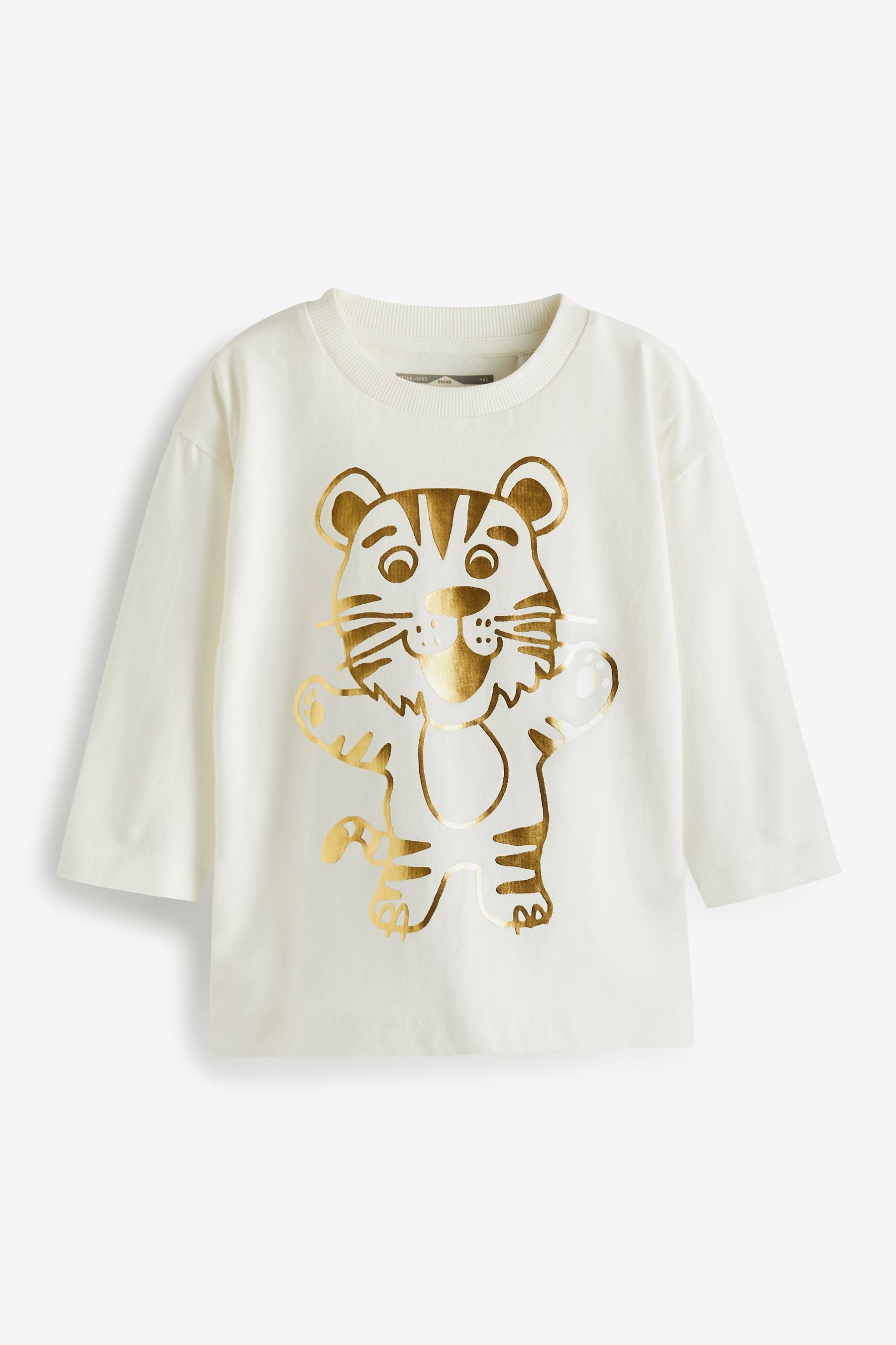 White Gold Tiger Long Sleeve Character T-Shirt (3mths-7yrs)