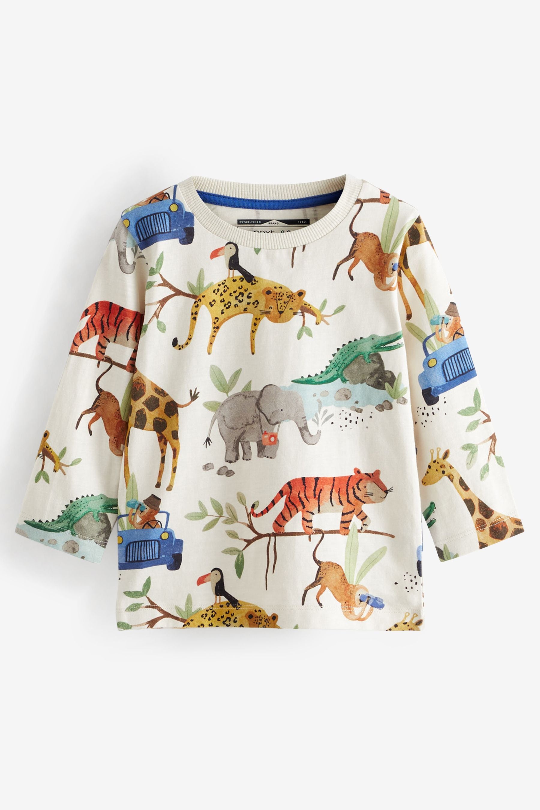 Multicoloured Safari All-Over Printed Long Sleeve T-Shirt (3mths-7yrs)