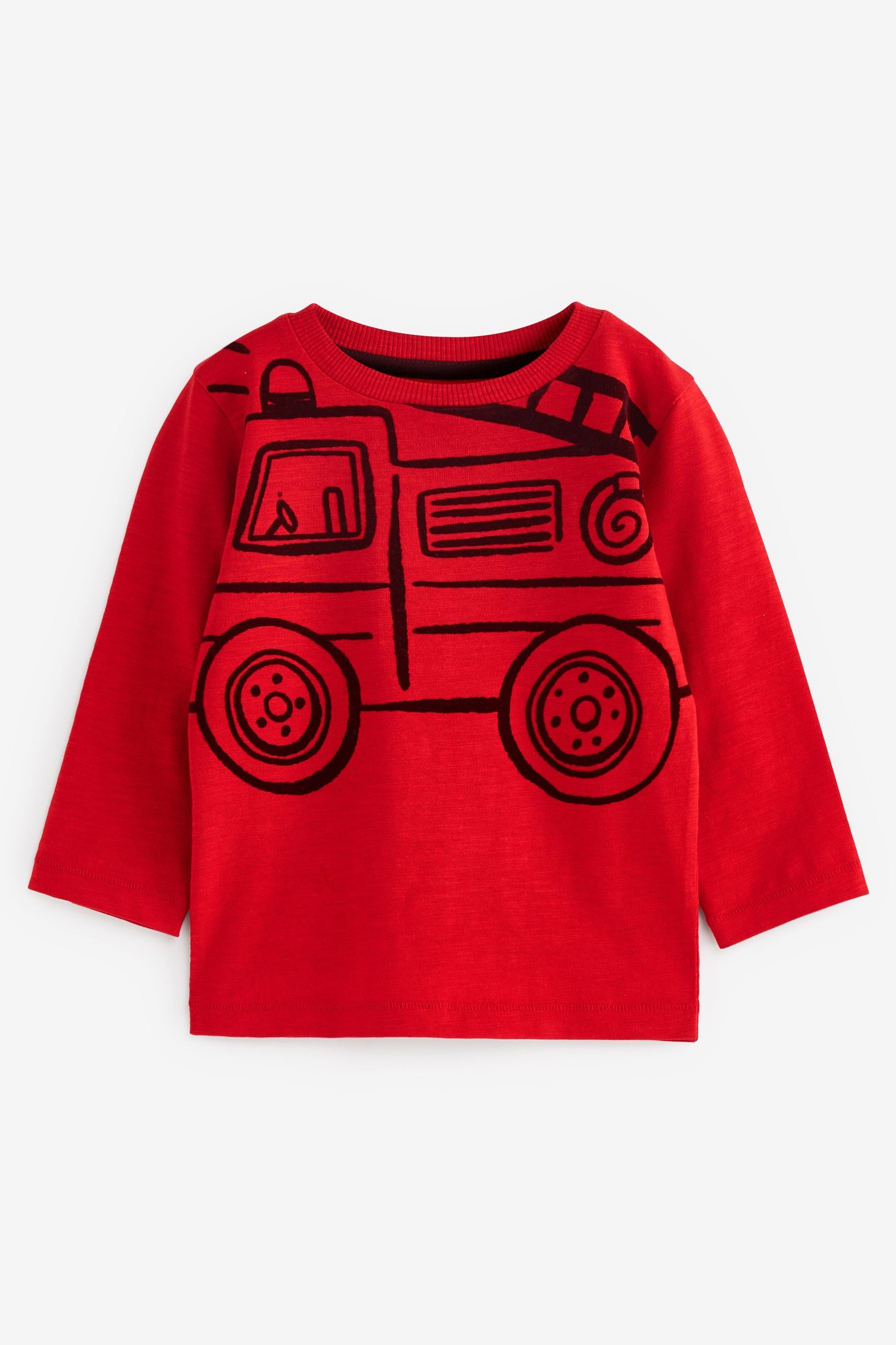 Red Fire Engine Long Sleeve Character T-Shirt (3mths-7yrs)