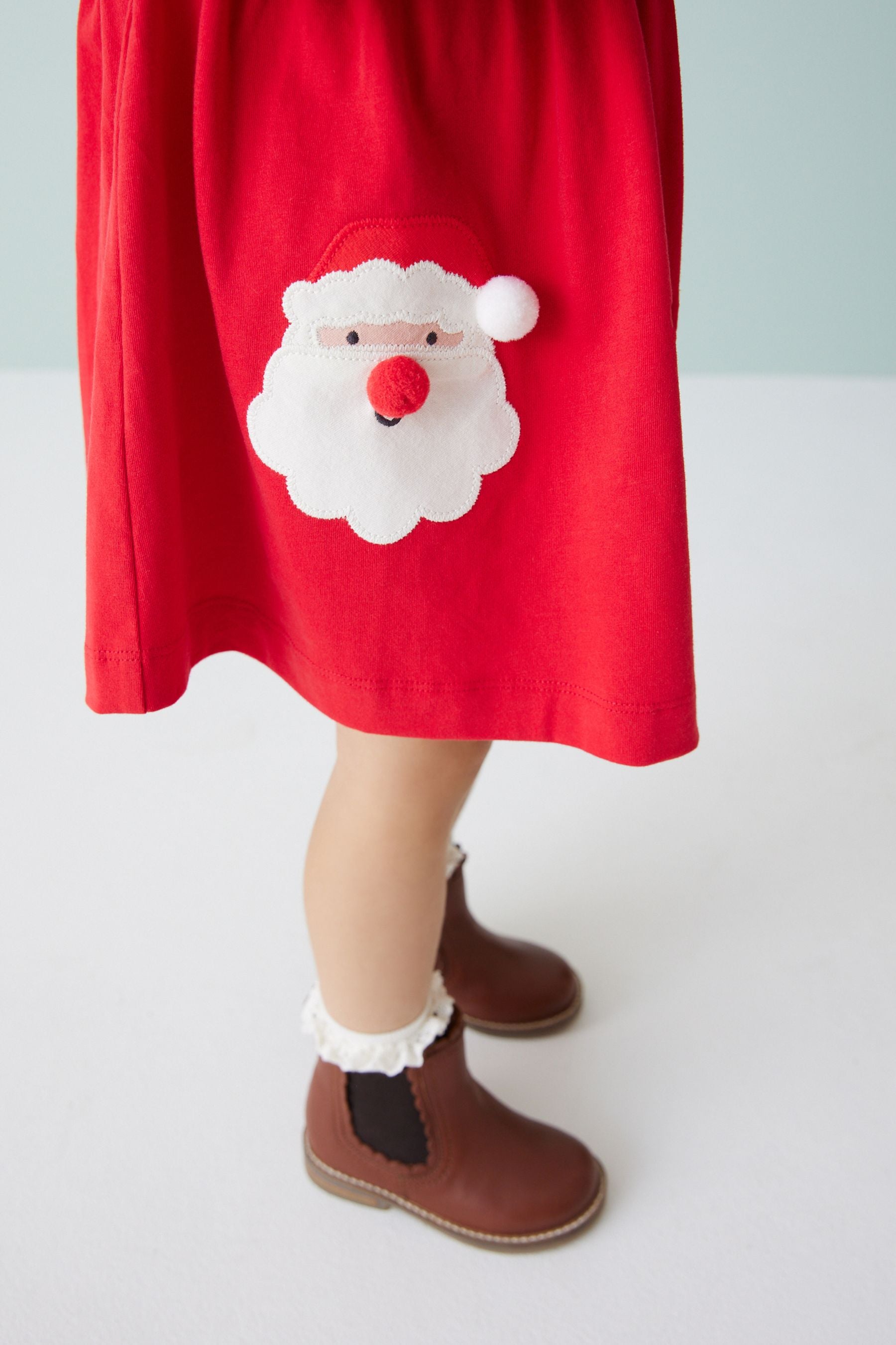 Red Christmas Long Sleeve Cotton Pocket Dress (3mths-7yrs)