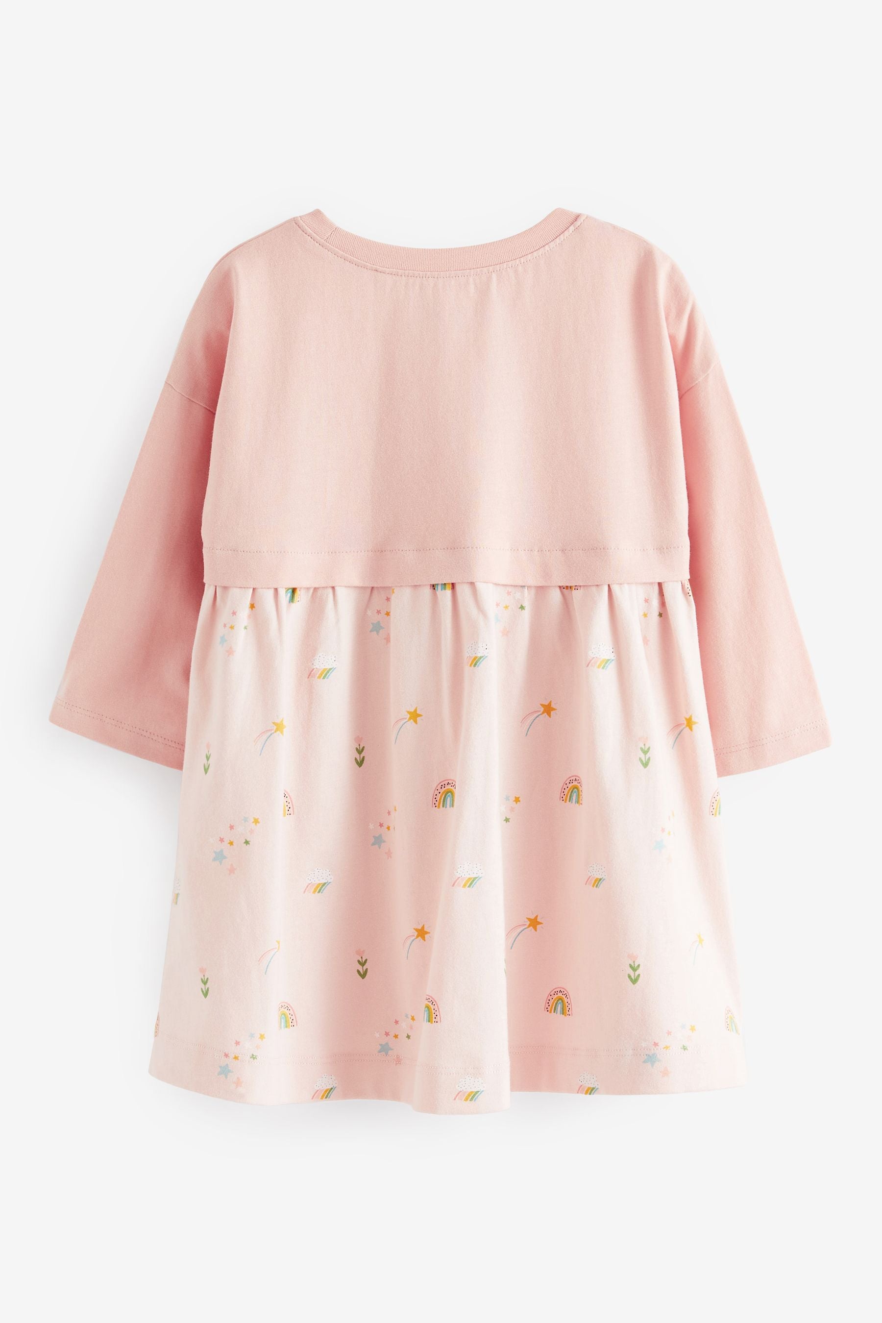 Pink Unicorn Long Sleeve Cotton Pocket Dress (3mths-7yrs)