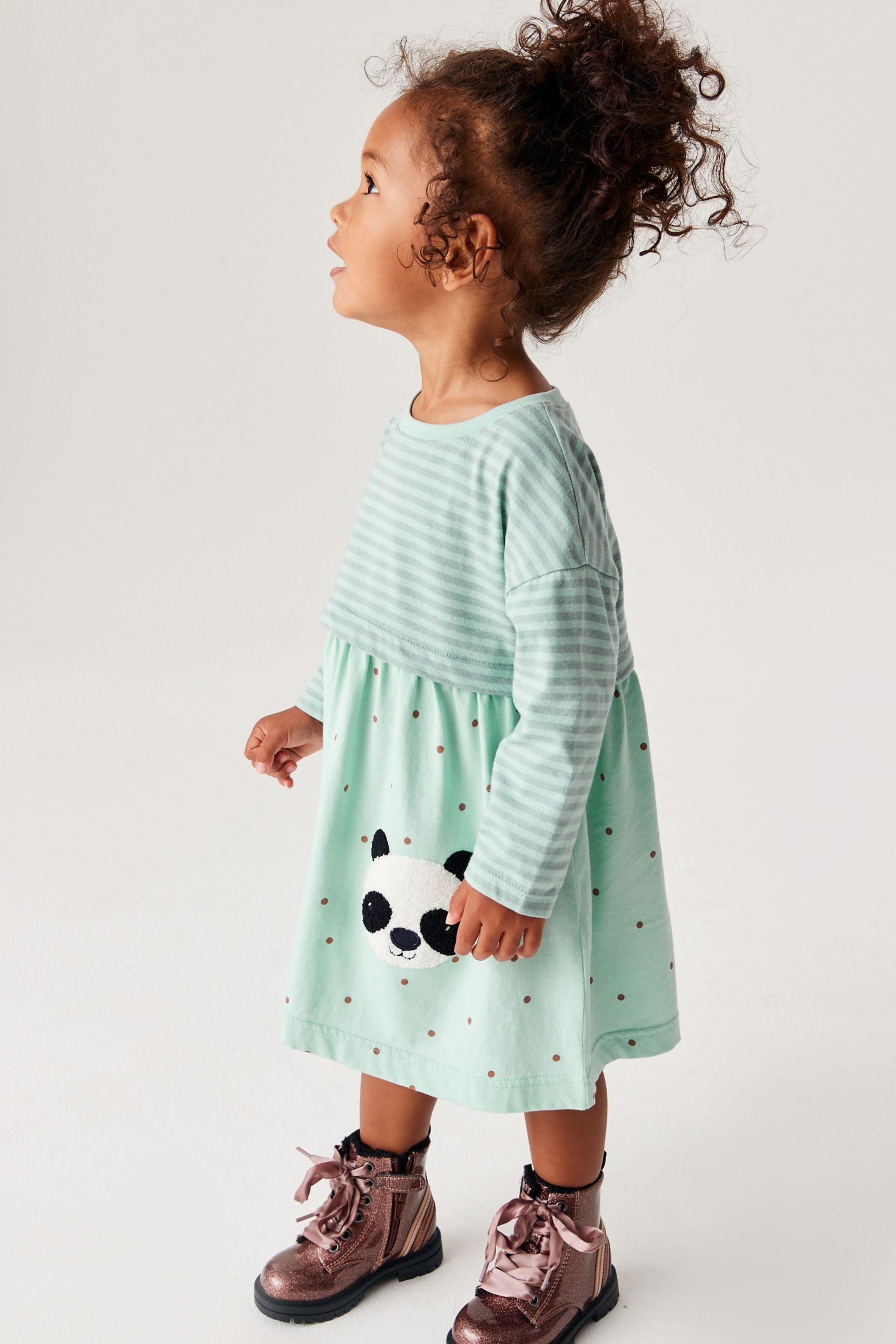 Blue Bear Long Sleeve Cotton Pocket Dress (3mths-7yrs)