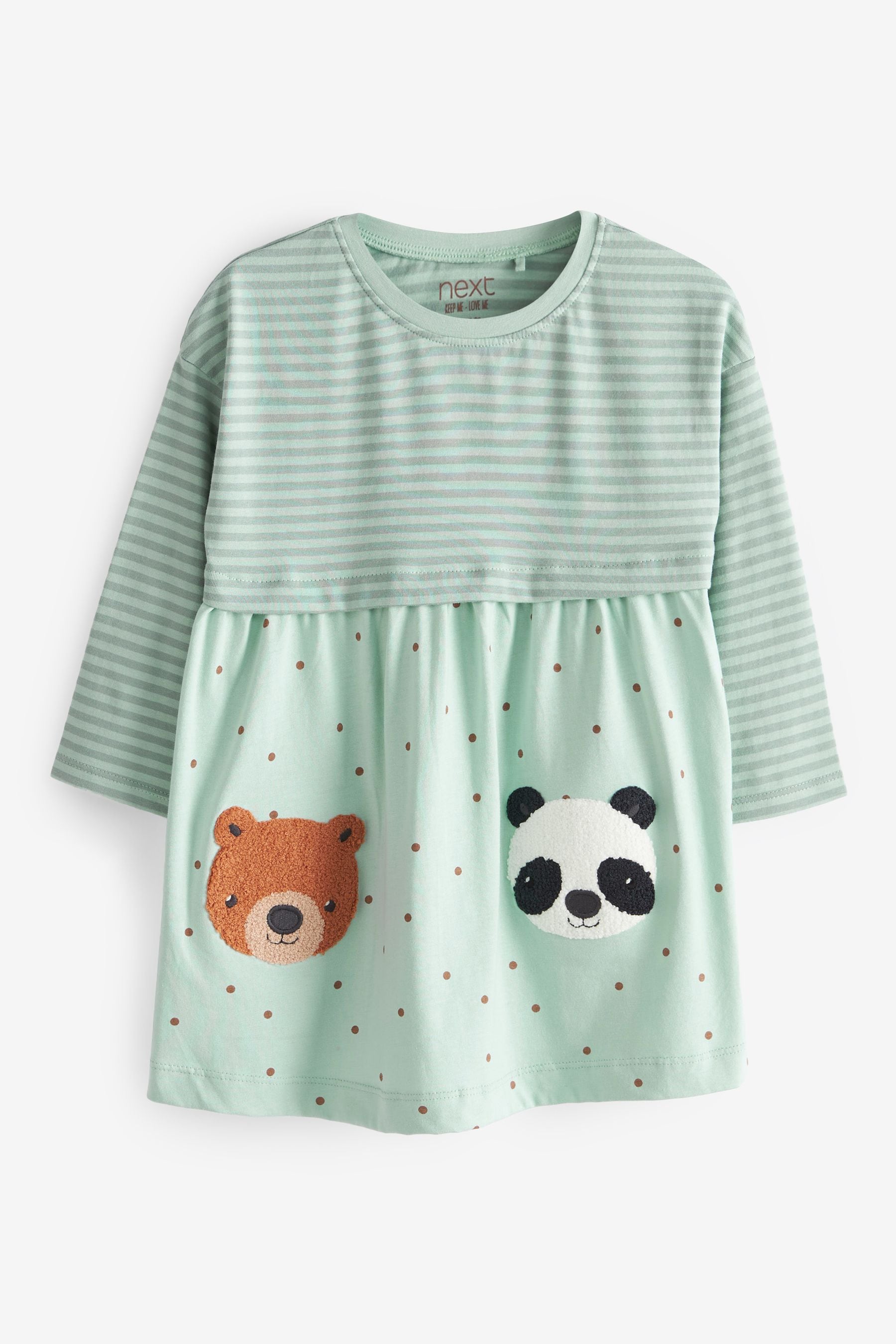 Blue Bear Long Sleeve Cotton Pocket Dress (3mths-7yrs)