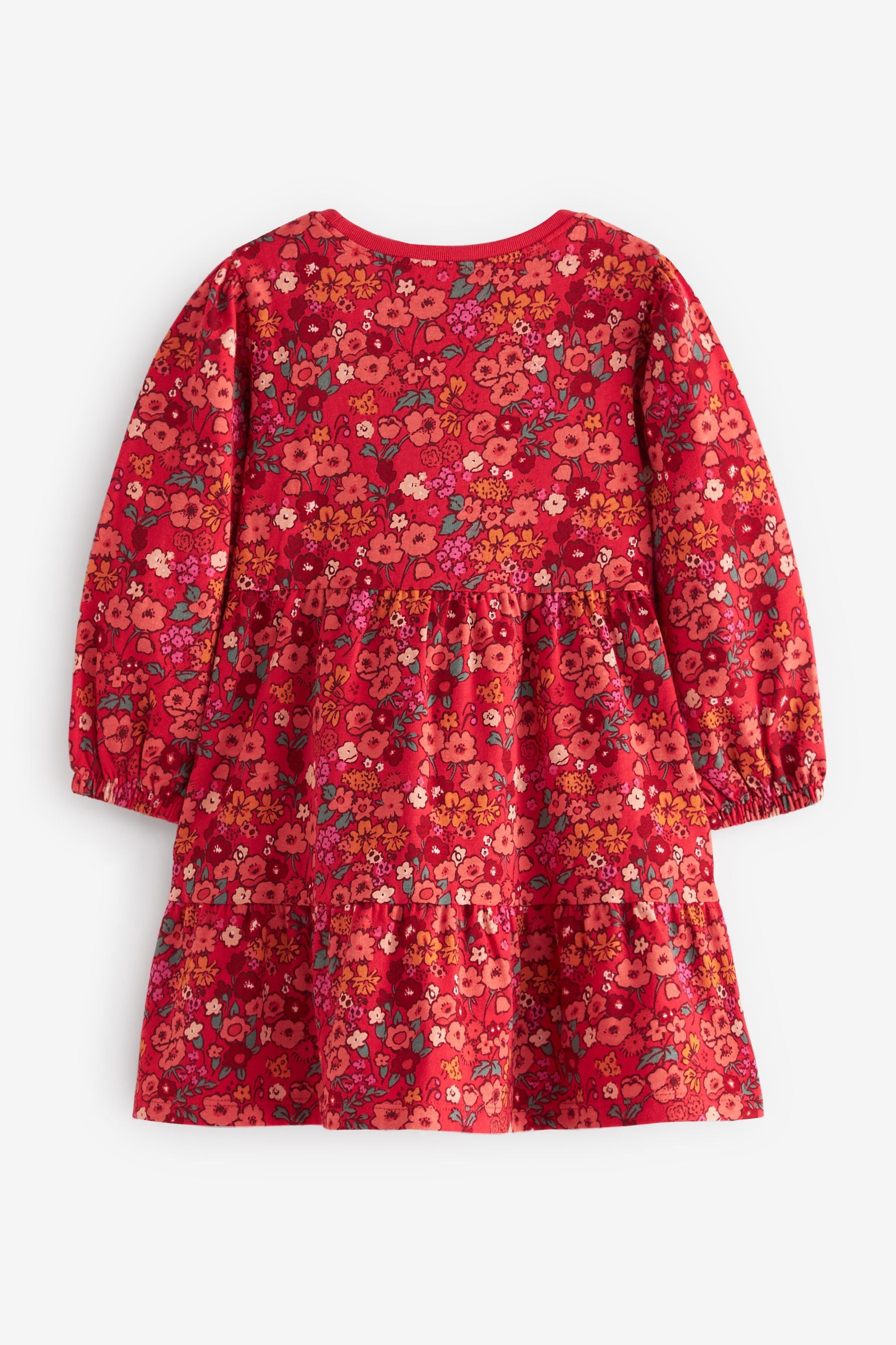 Red Floral Tiered Jersey Dress (3mths-7yrs)