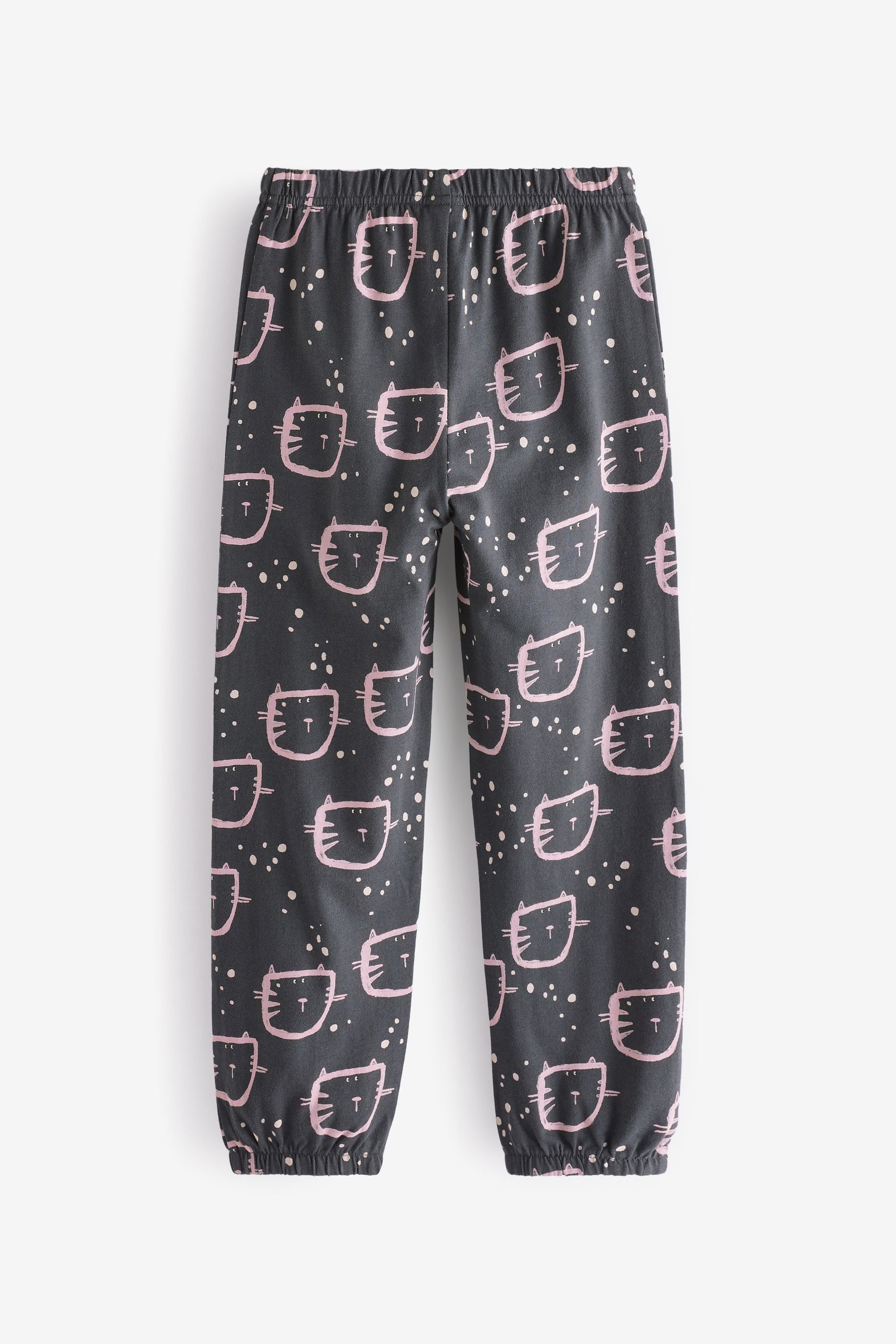 Charcoal Grey/Pink Cat/Dog Character 2 Pack Jogger Pyjamas (3-16yrs)