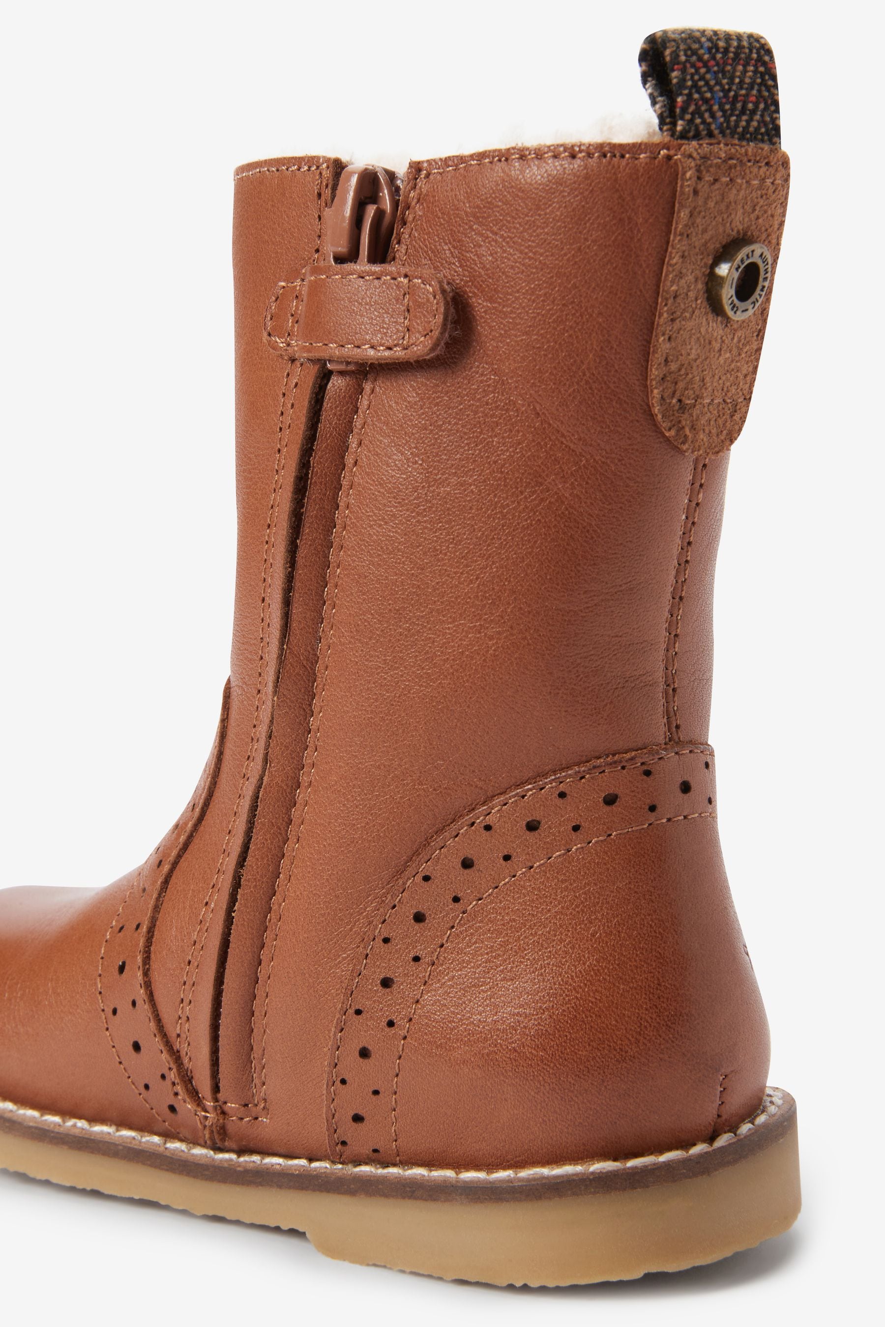 Tan Brown Leather Warm Lined Tall Boots