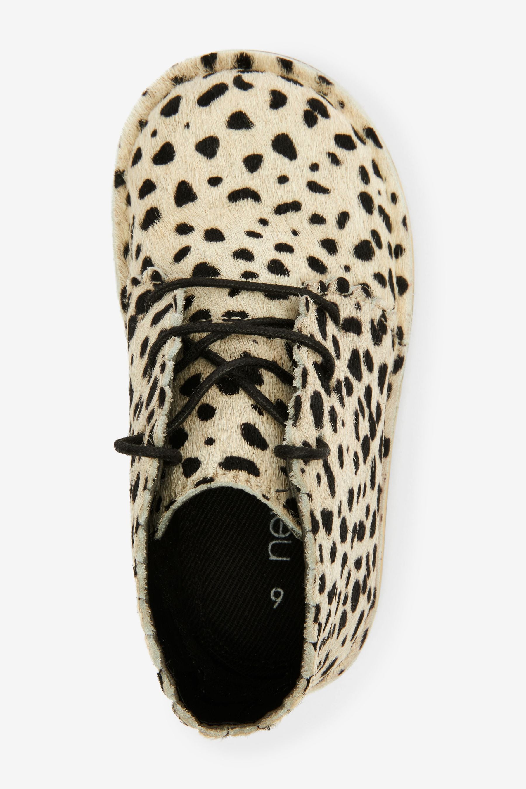 Cream Animal Print Lace-Up Desert Boots