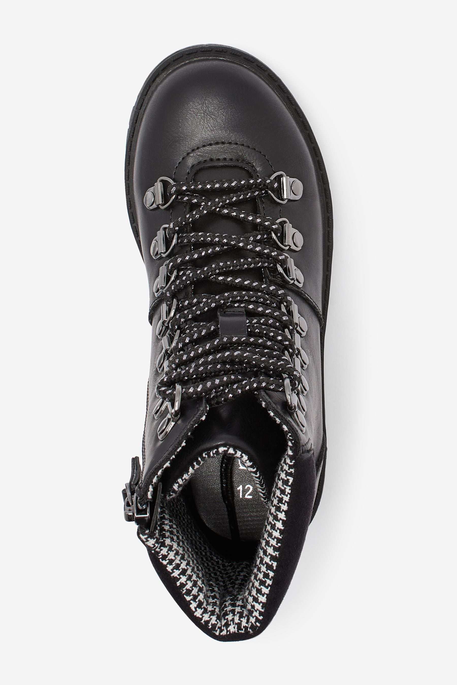 Black Contrast Silver Lace Hiker Boots