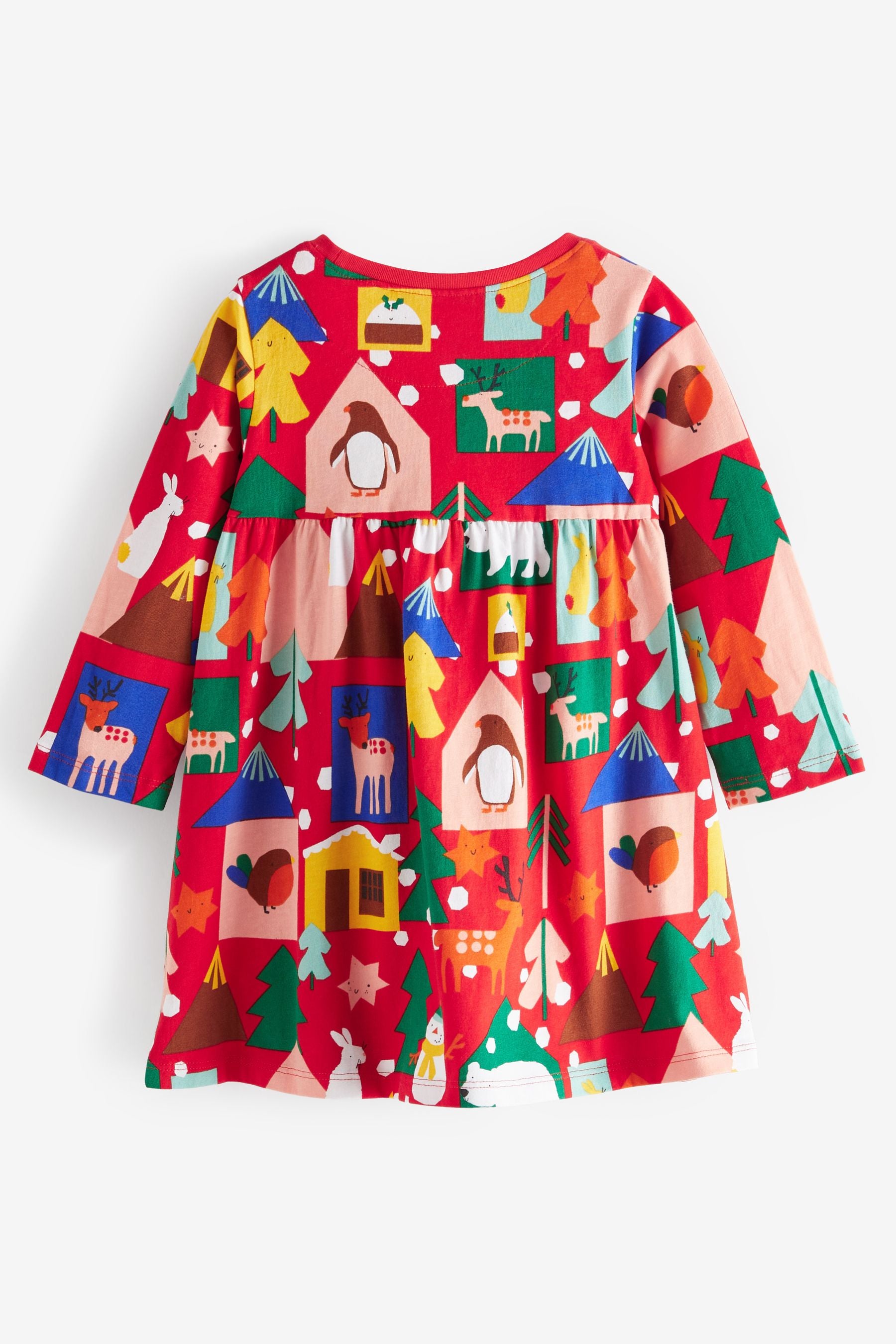 Red Christmas Character Long Sleeve Jersey Dress (3mths-7yrs)