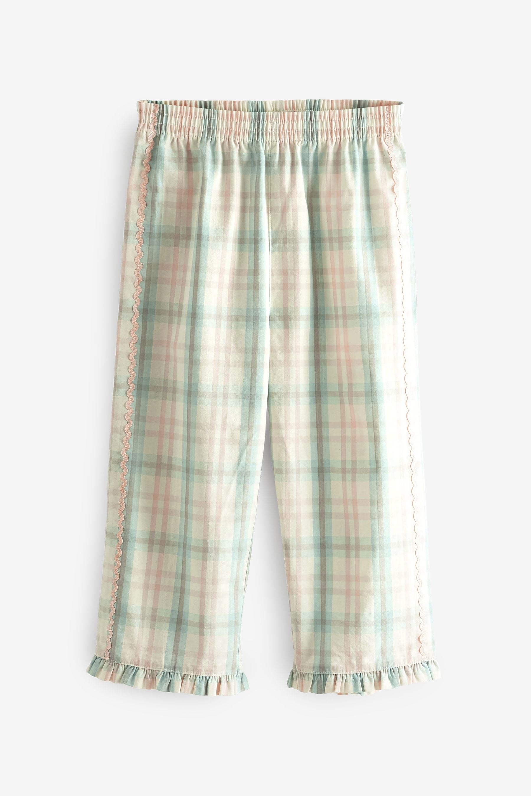 Cream/Green Woven Button Through Pyjama Set (3-16yrs)