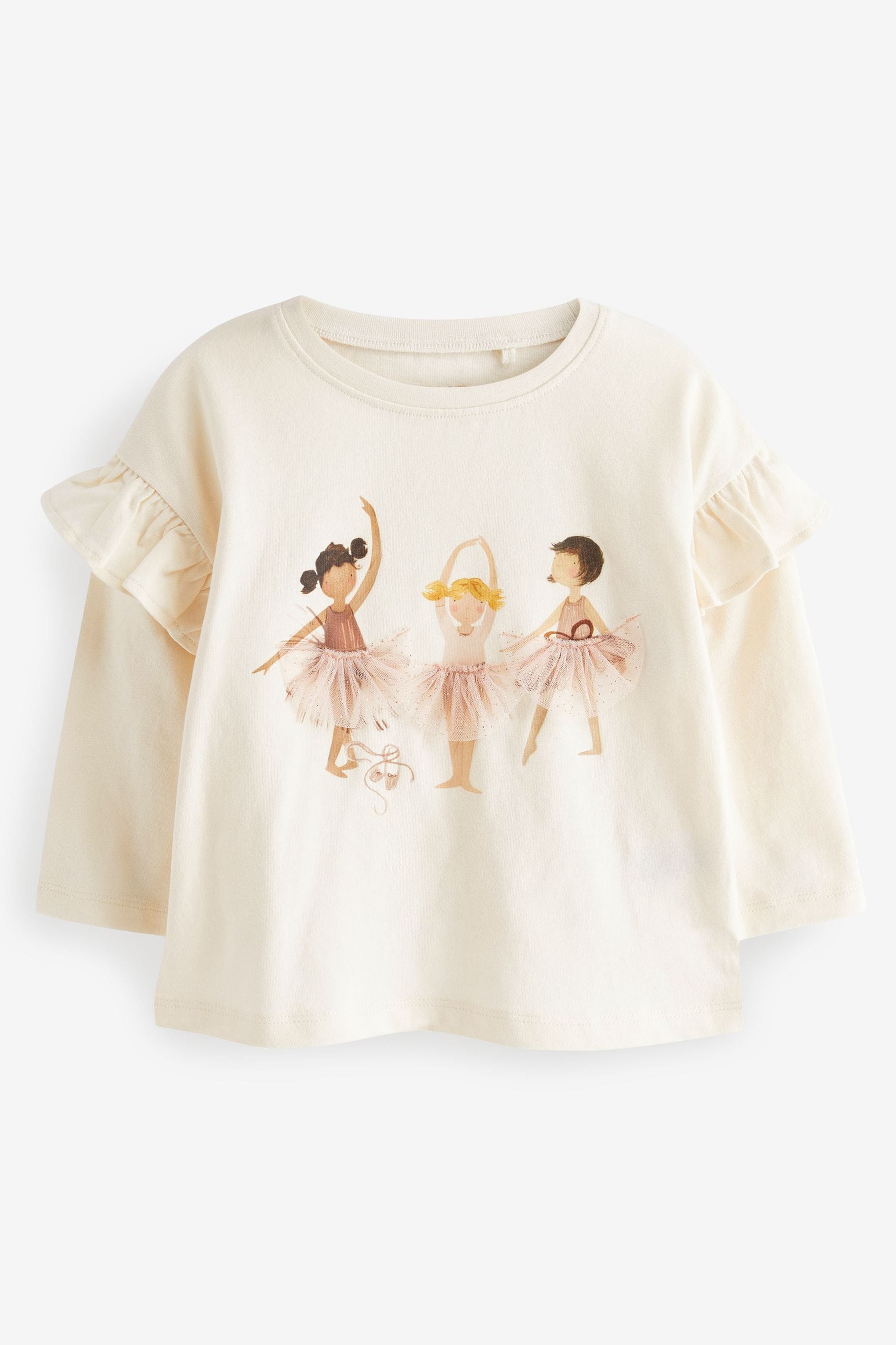 Cream Ballerina Ballet Long Sleeve Frill Top (3mths-7yrs)