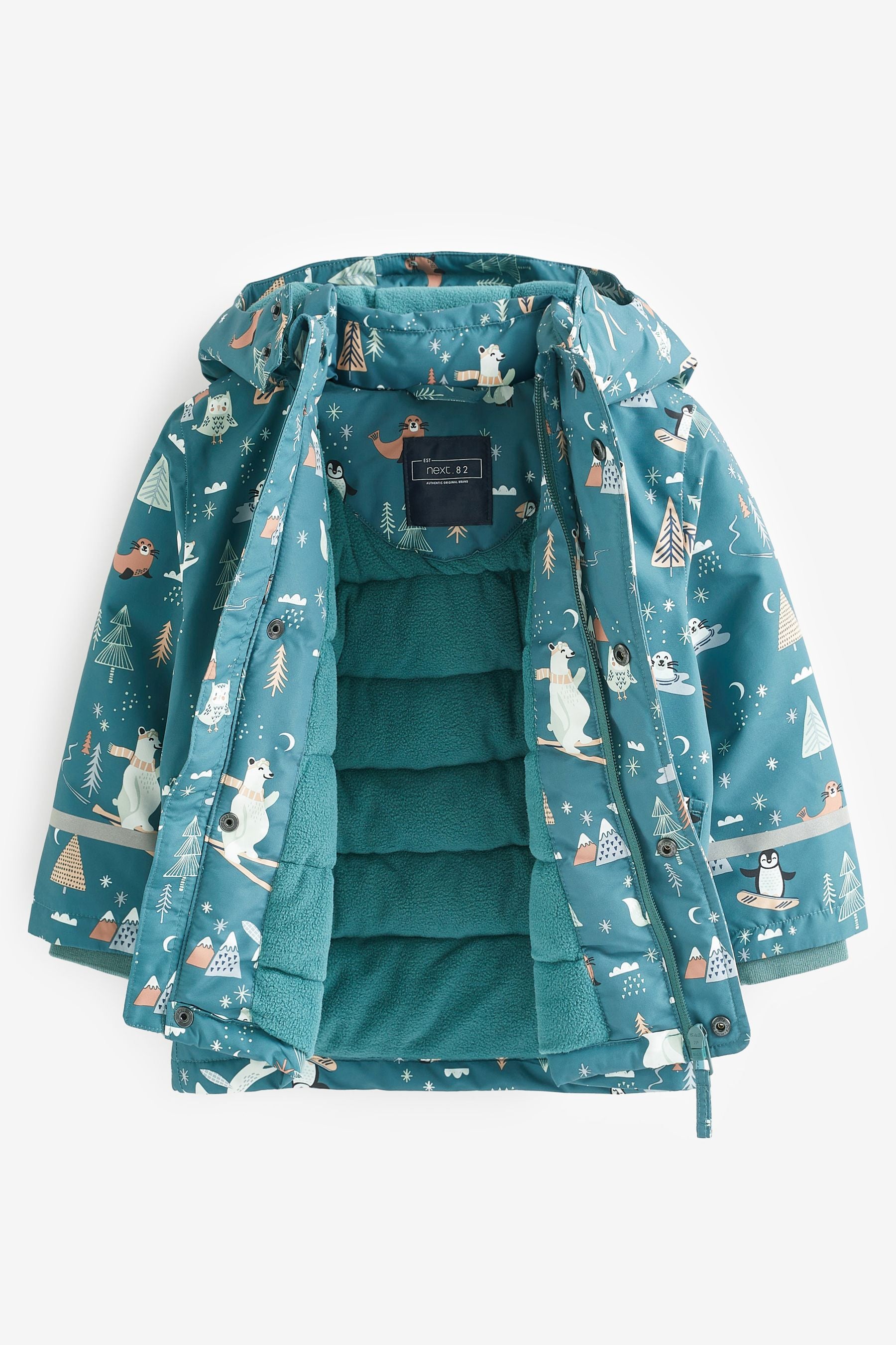 Teal Blue Waterproof Coat With Faux Fur Trim (3mths-7yrs)