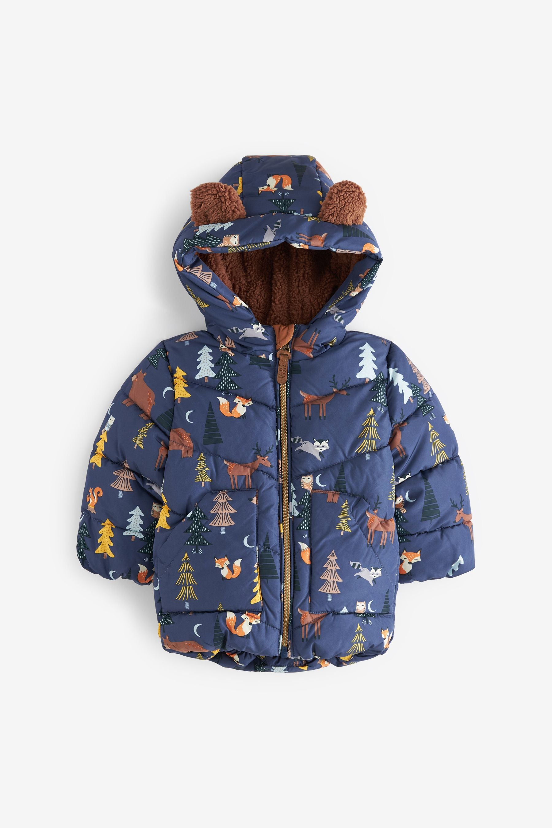 Navy Woodland Print Shower Resistant Coat (3mths-7yrs)