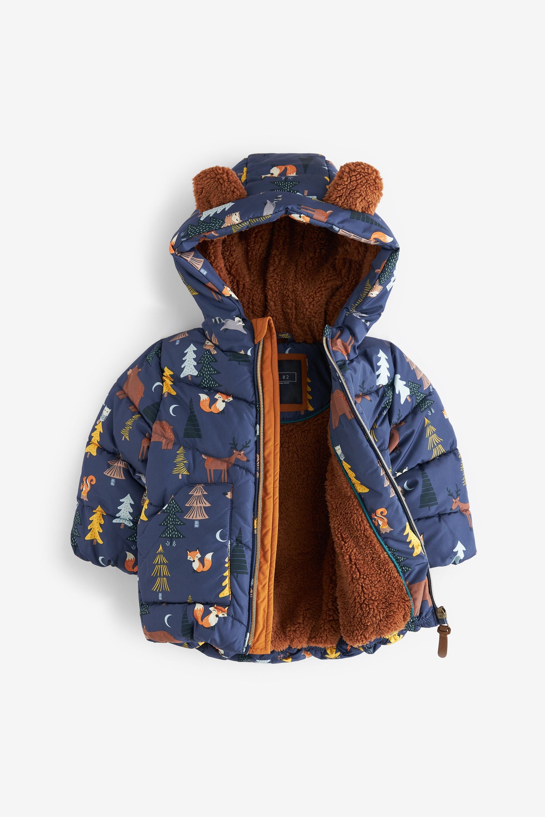 Navy Woodland Print Shower Resistant Coat (3mths-7yrs)