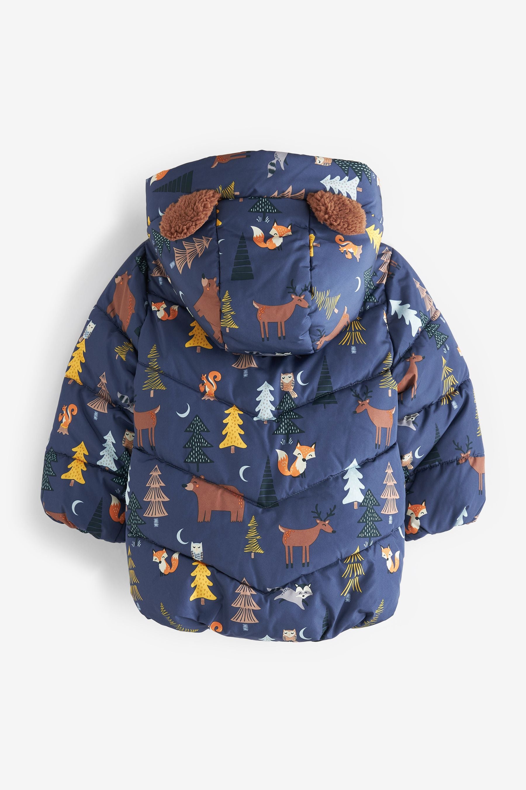 Navy Woodland Print Shower Resistant Coat (3mths-7yrs)