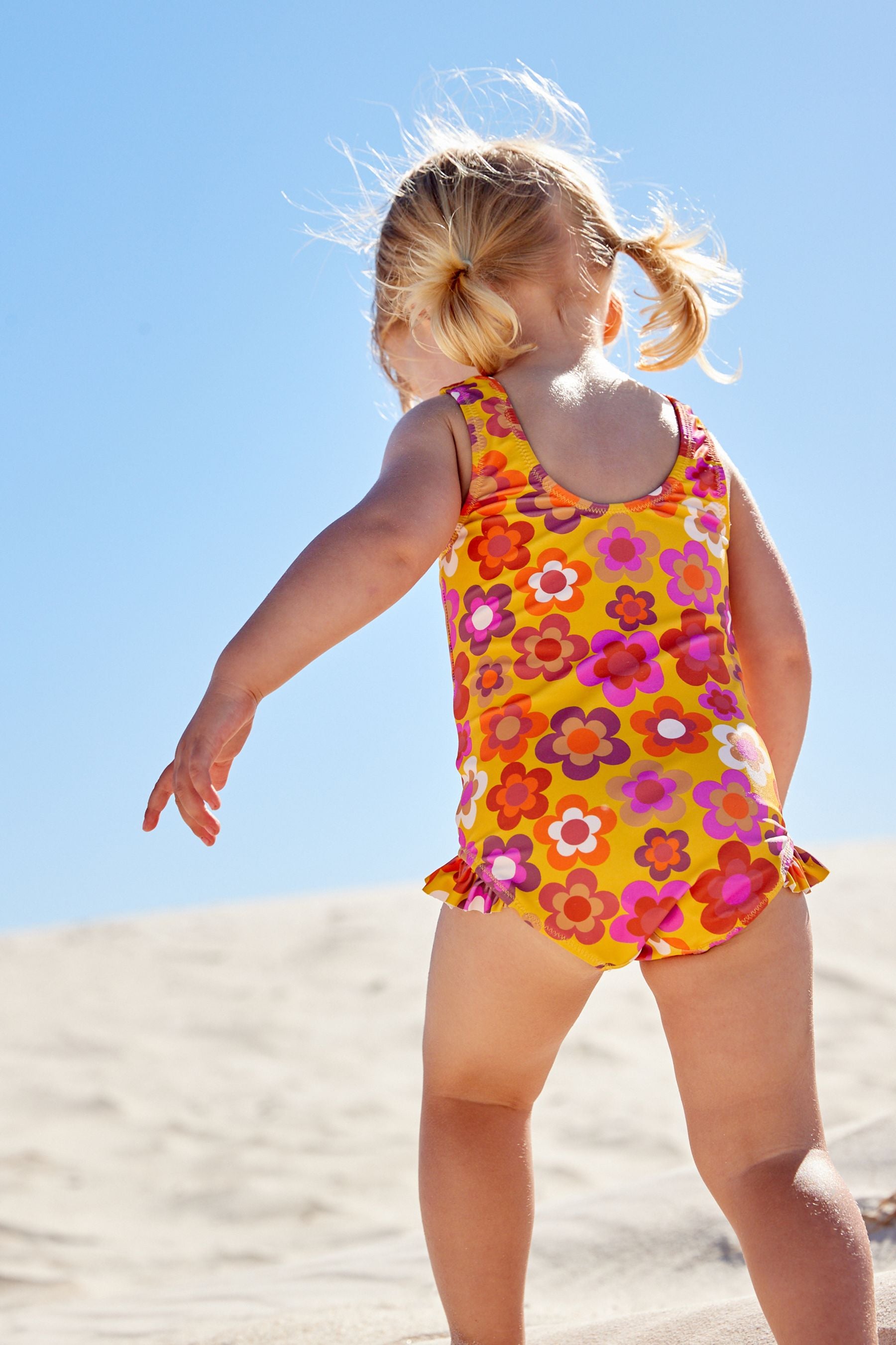 Citrine Yellow Retro Floral Swimsuit (3mths-7yrs)