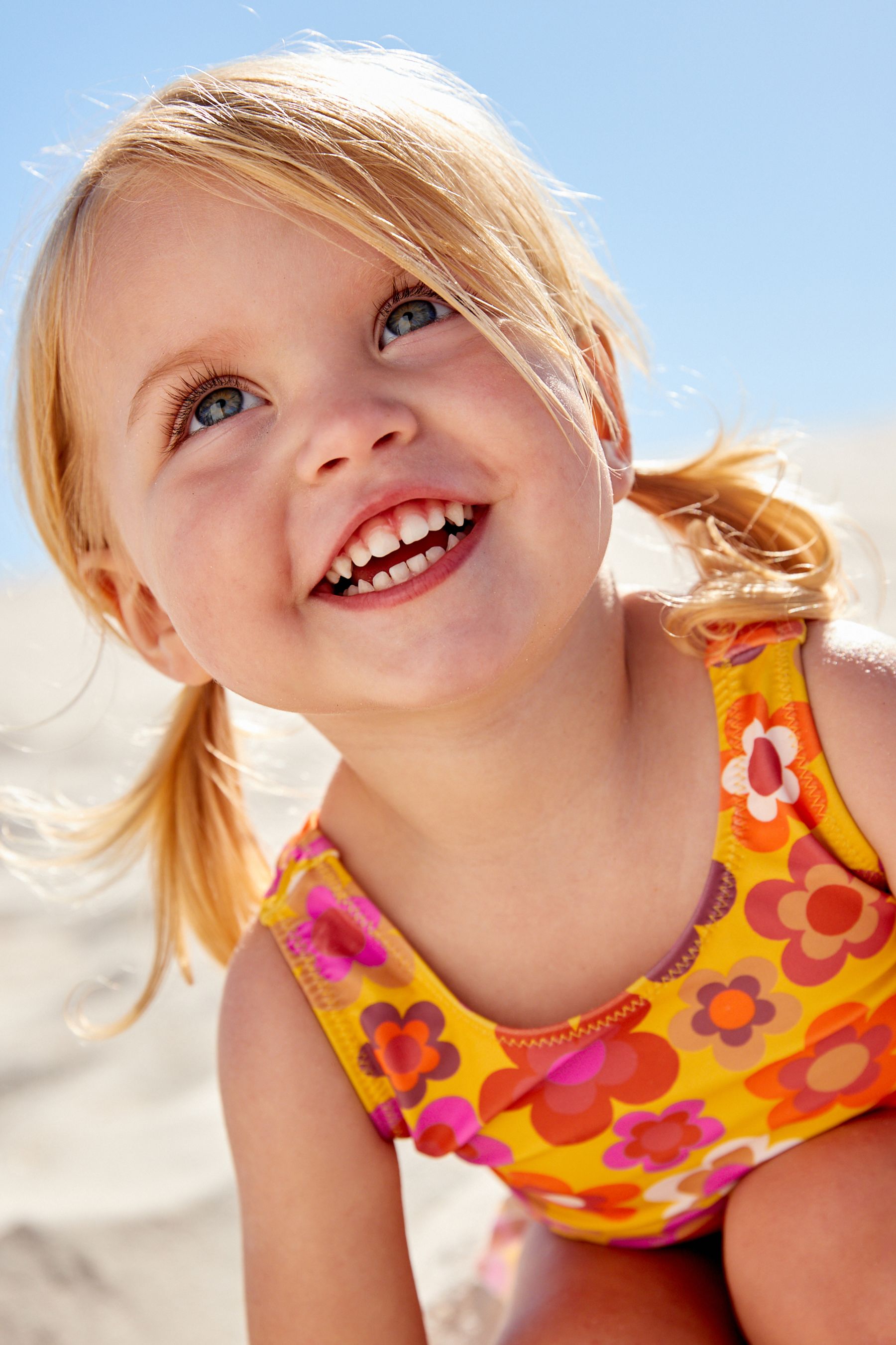 Citrine Yellow Retro Floral Swimsuit (3mths-7yrs)