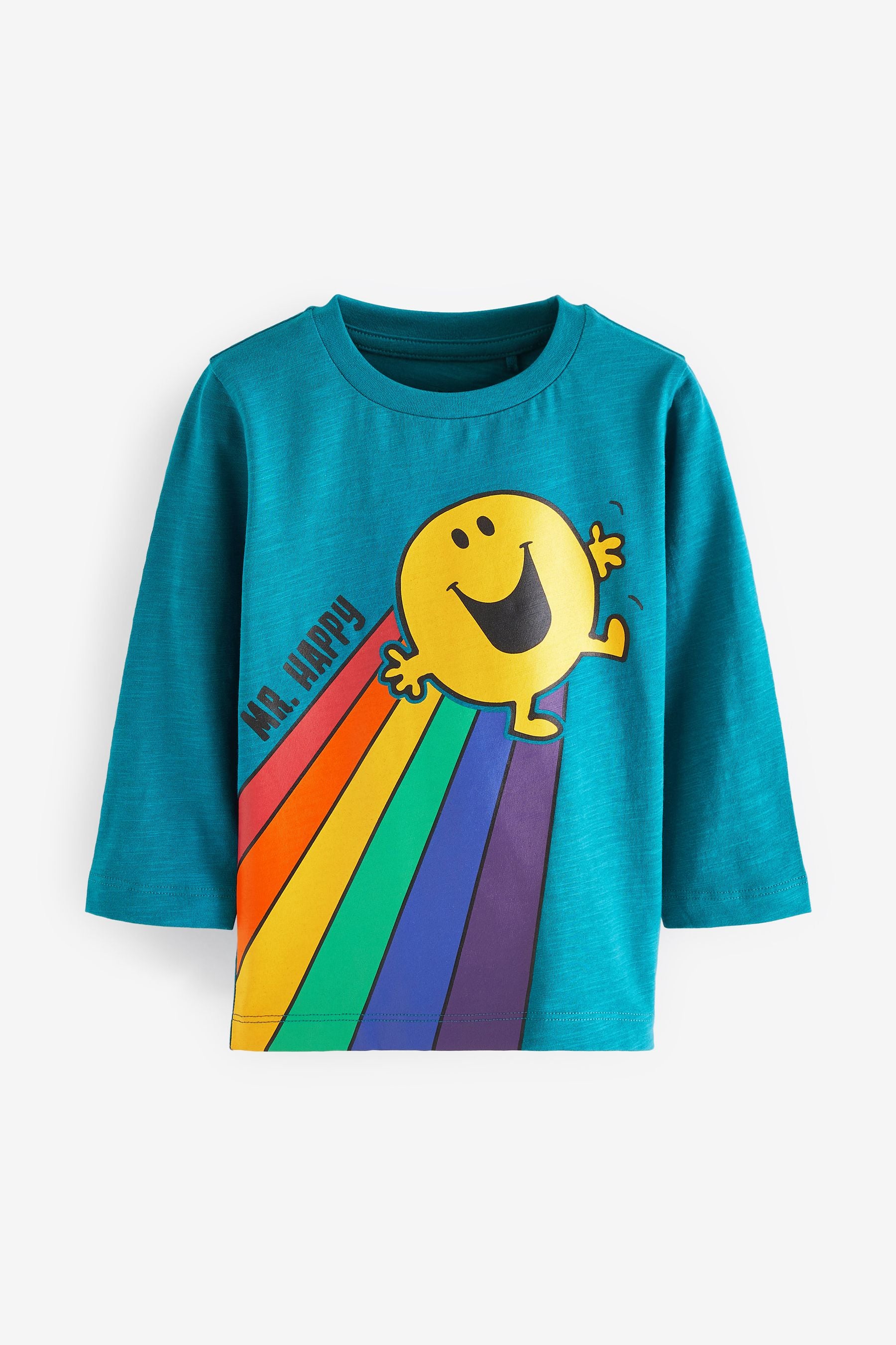 Blue Mr Happy Rainbow Long Sleeve T-Shirt (3mths-8yrs)