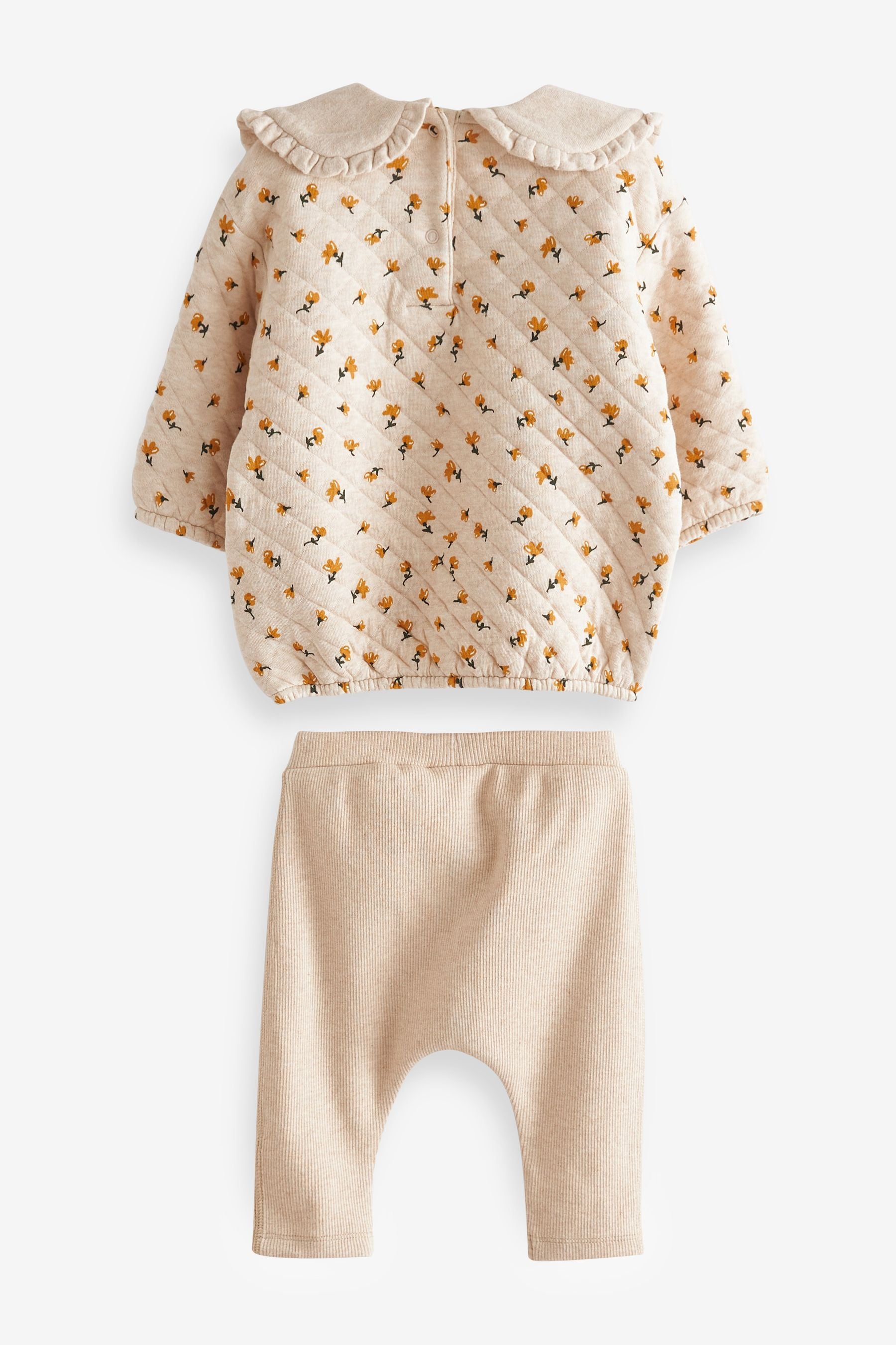 Oatmeal Cream 2 Piece Quilted Sweatshirt And Joggers Baby Set