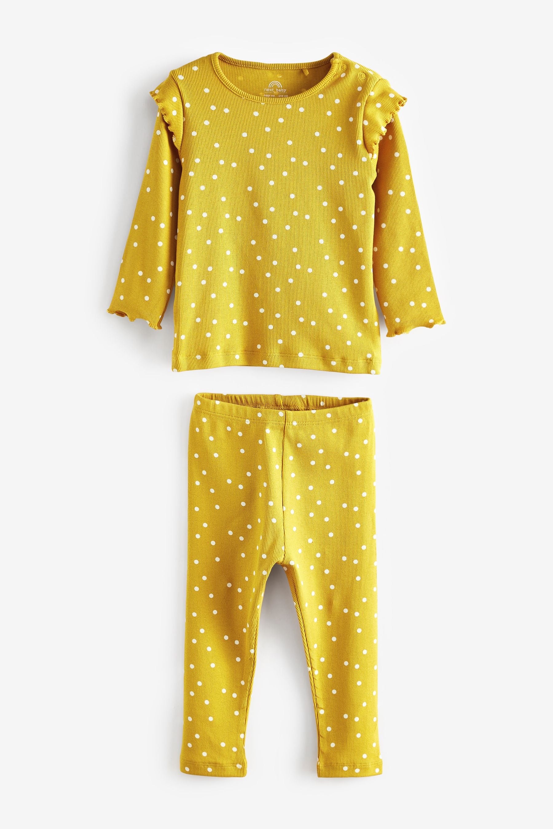 Ochre Yellow Spot Baby Top And Leggings Set