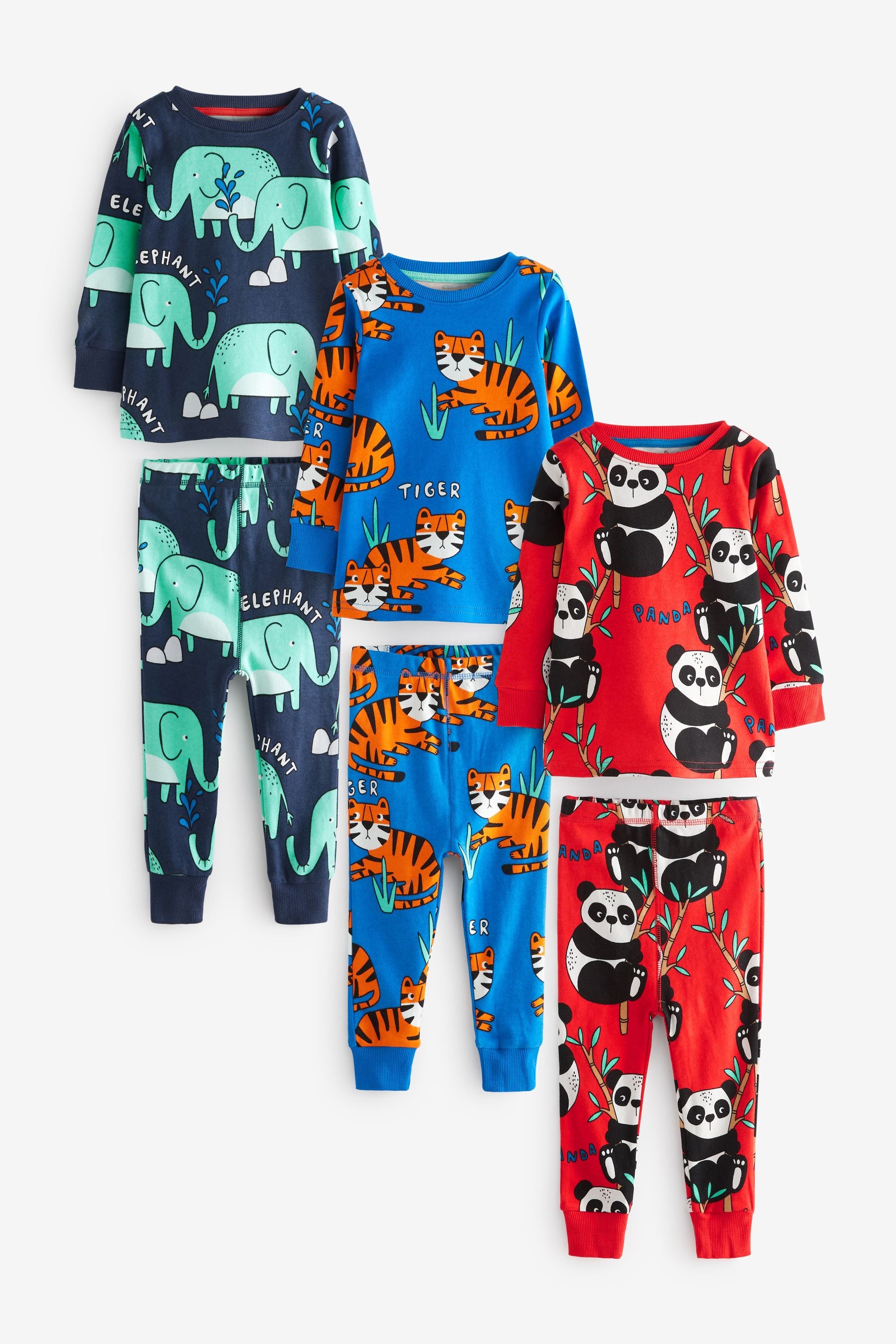 Red/ Blue Wild Animals Snuggle Pyjamas 3 Pack (9mths-12yrs)