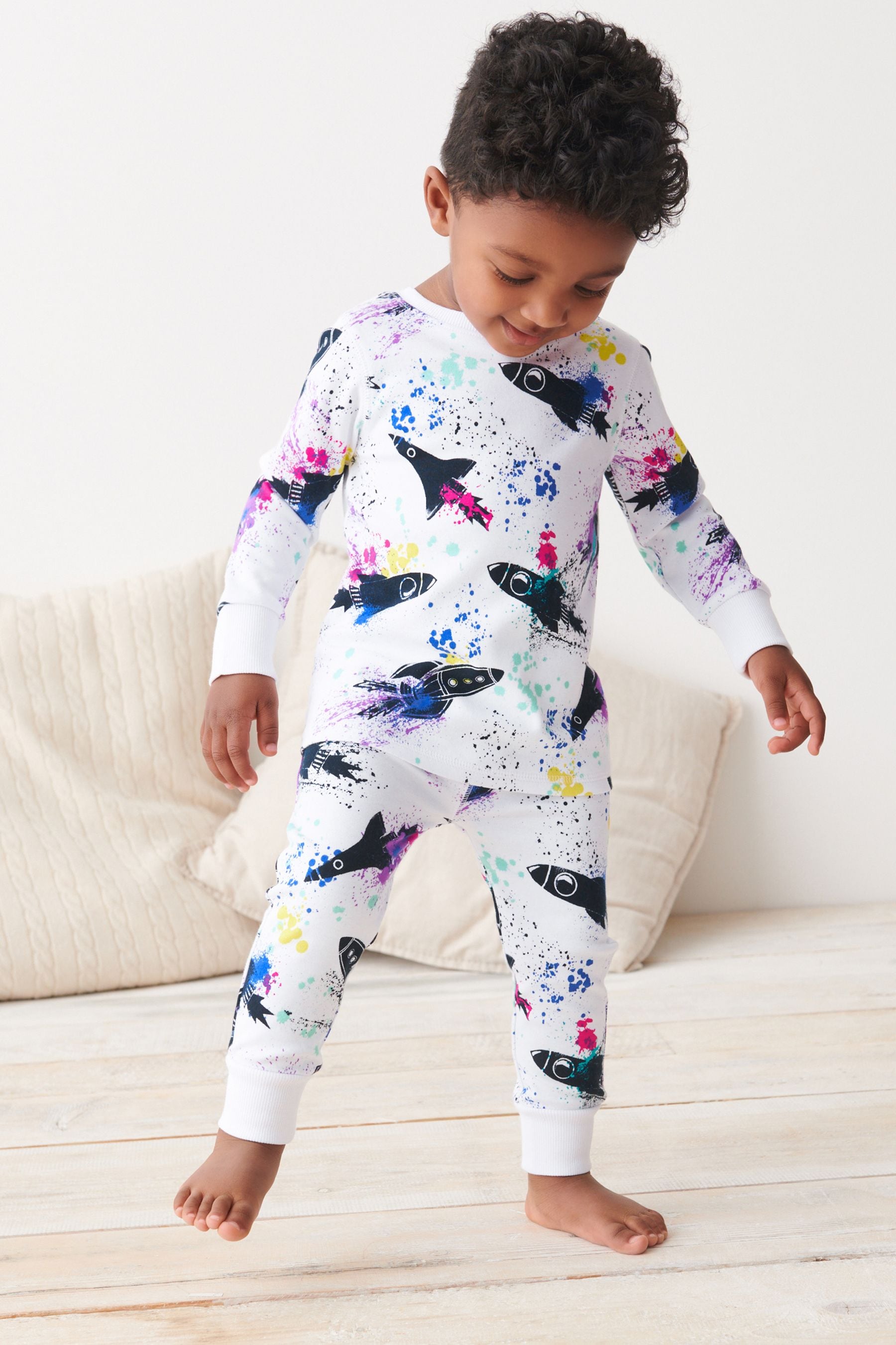 Purple/White Space Camouflage Snuggle Pyjamas 3 Pack (9mths-8yrs)