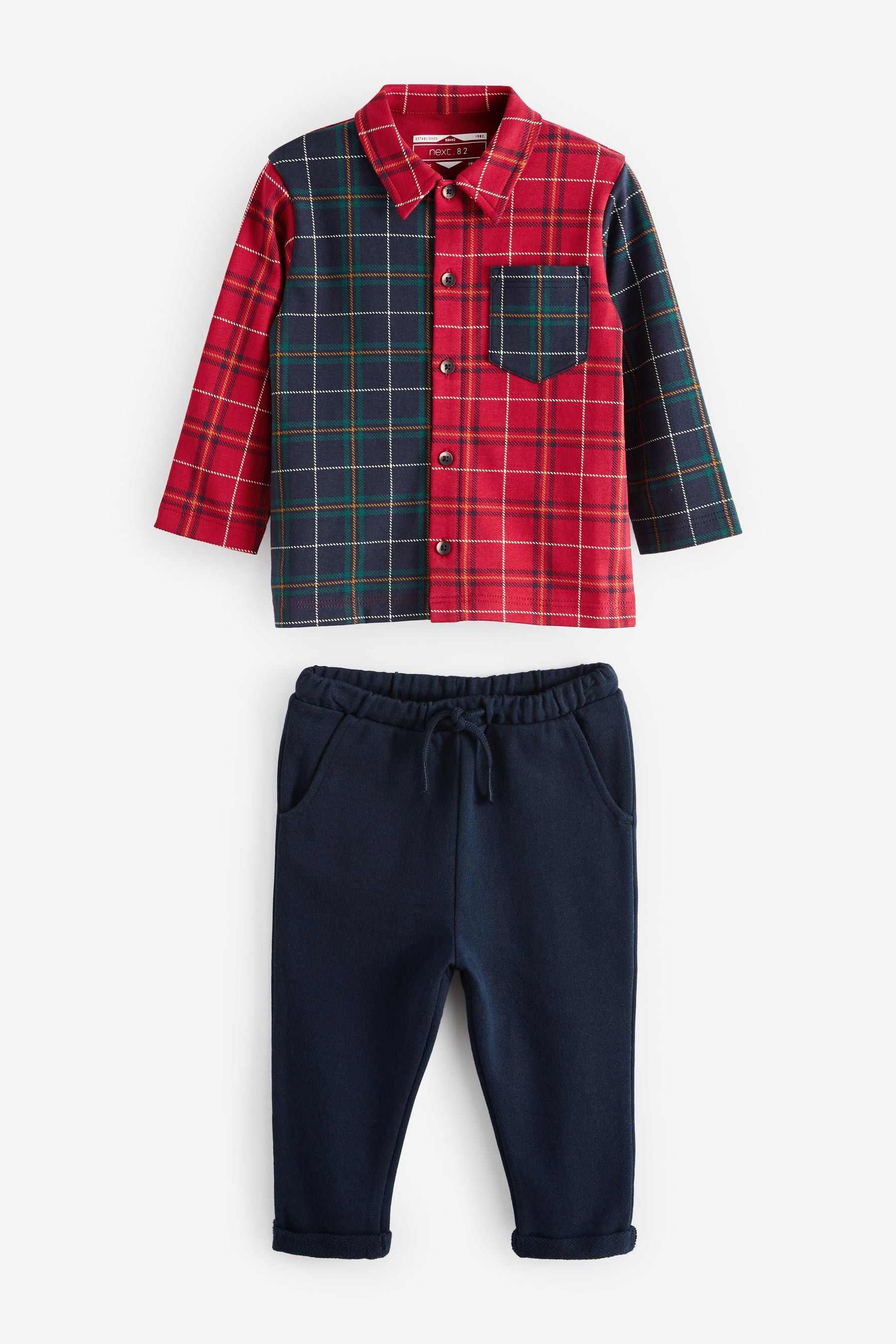 Red/Green Check Shirt and Jogger Set (3mths-7yrs)