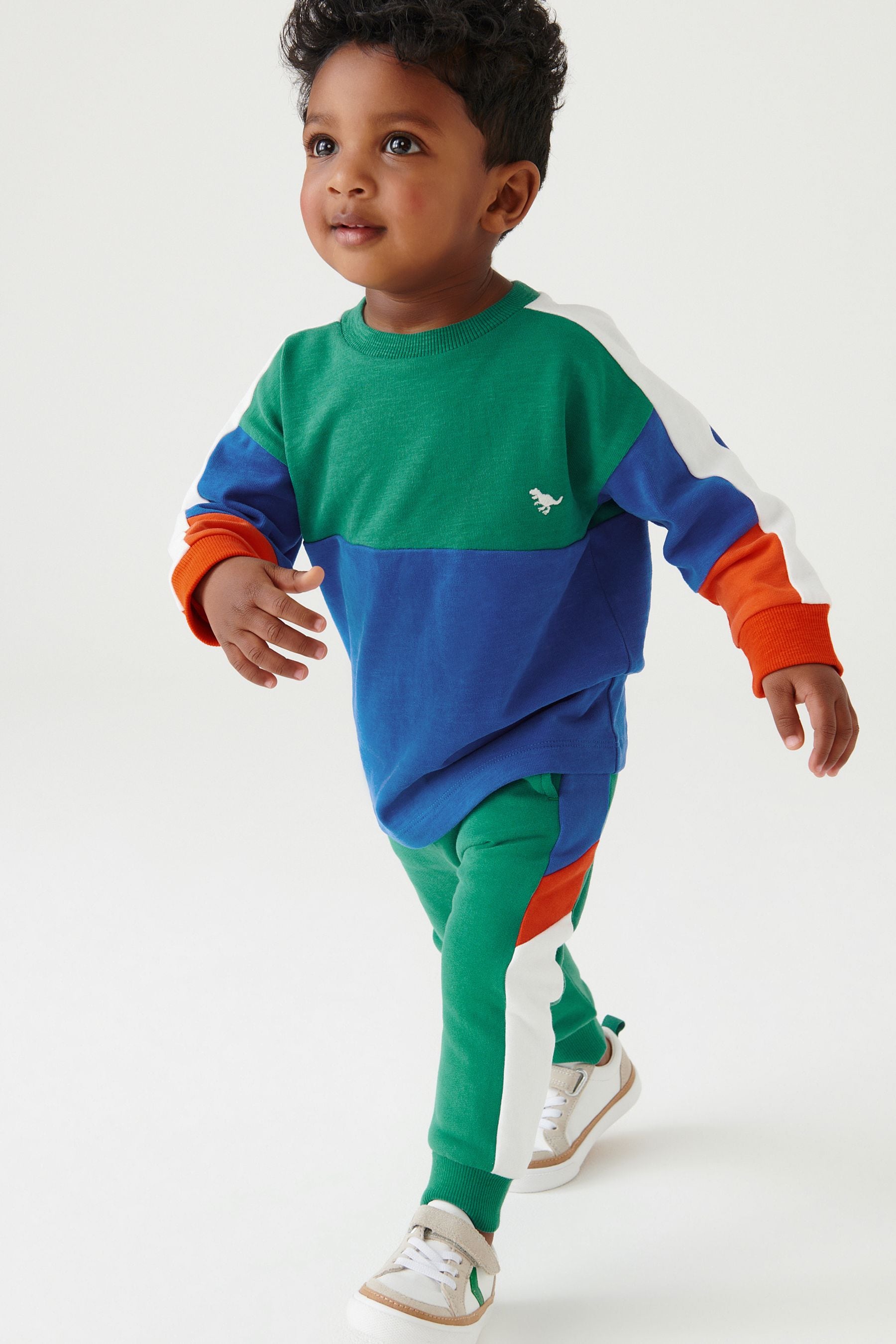 Green/Blue Nxt Long Sleeve Cosy Colourblock T-Shirt And Joggers Set (3mths-7yrs)