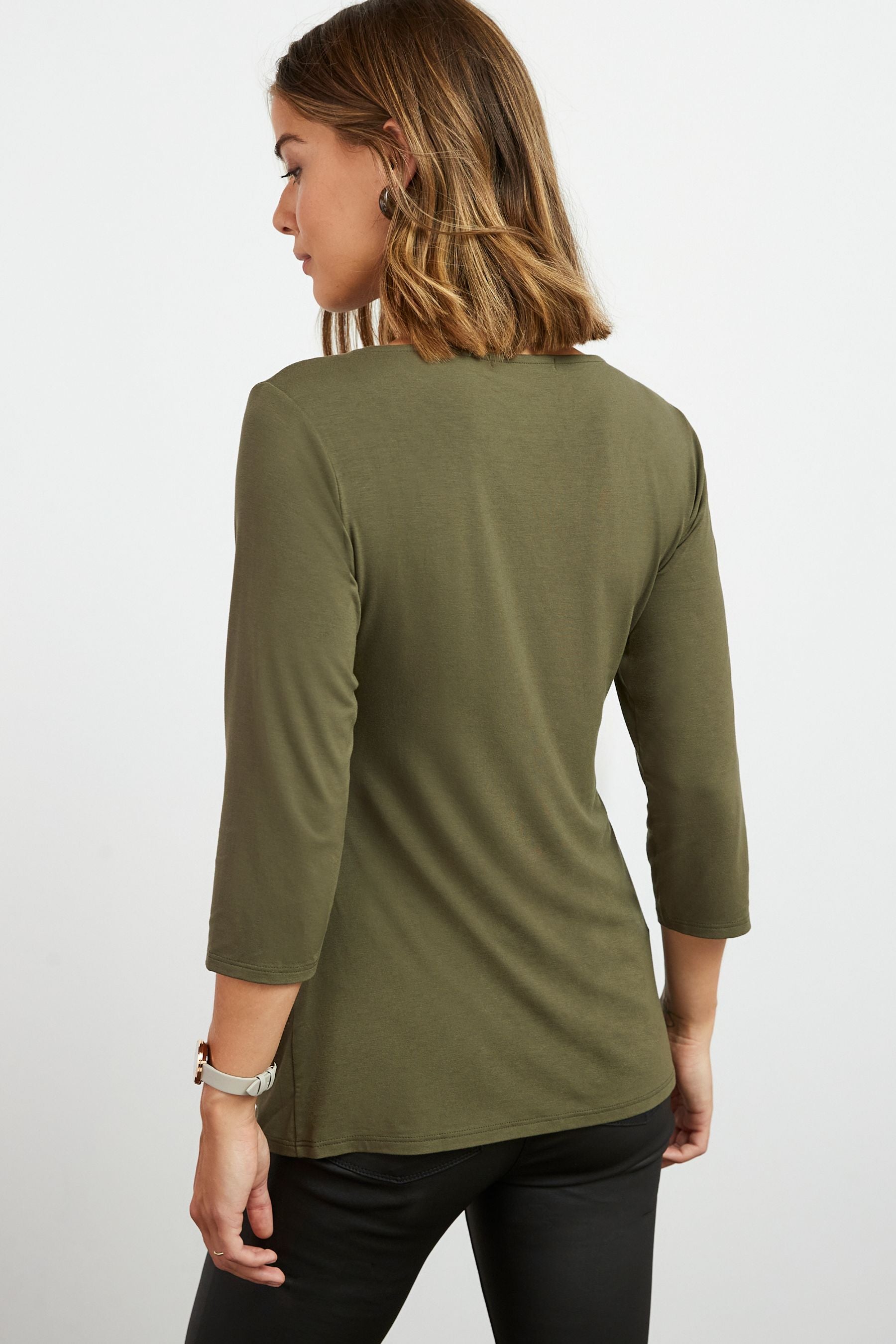 Khaki Green Maternity / Nursing Shelf Layer Top