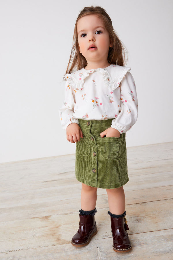 Green Cord Button Through Skirt (3mths-7yrs)